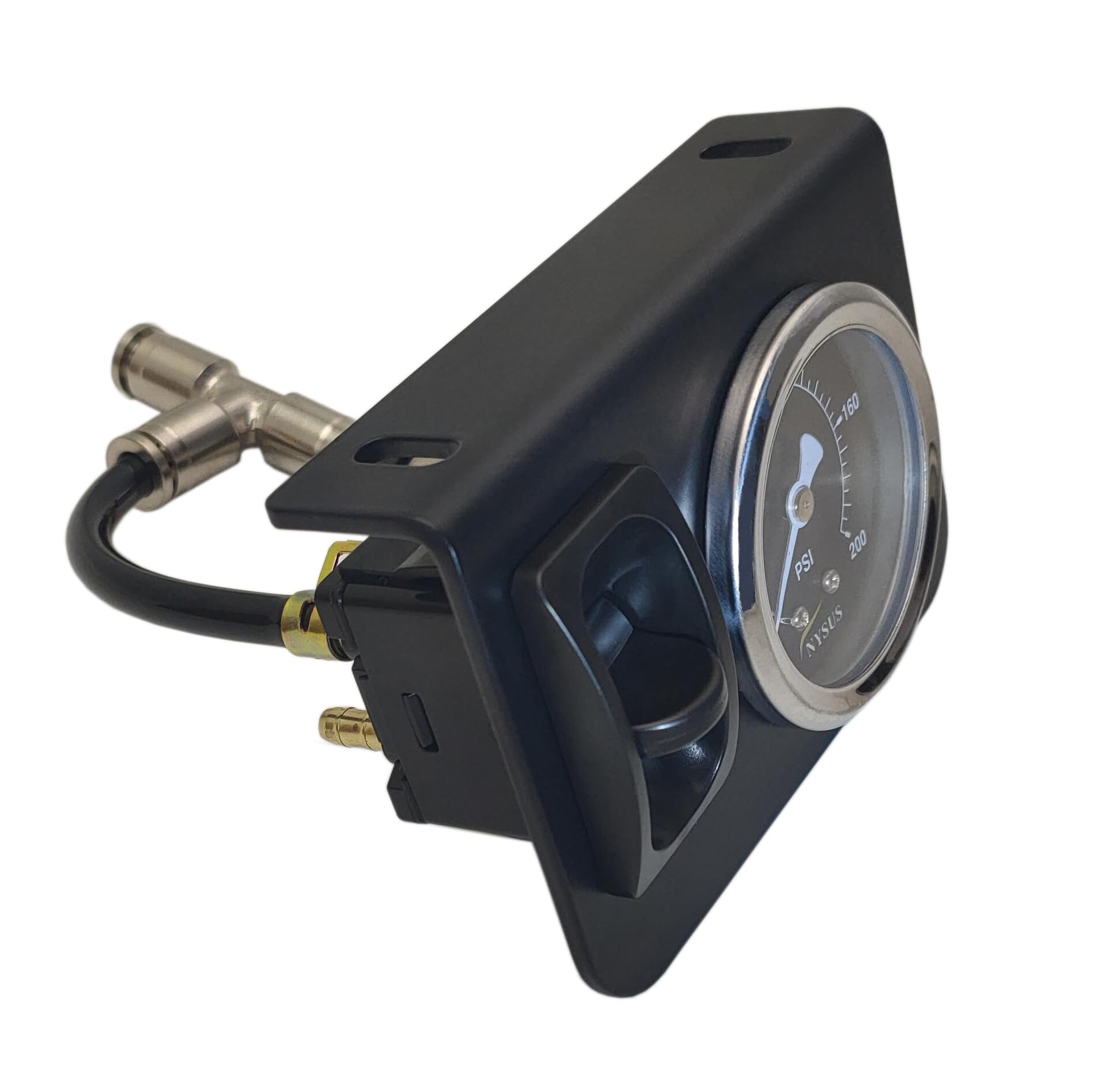 NYSUS Cab Single Air Gauge Control Kit with Paddle Valve & Air Fittings - Air Suspension Controller for Trucks & SUVs - Perfect for Custom Suspension Setup & Ride Height Adjustment