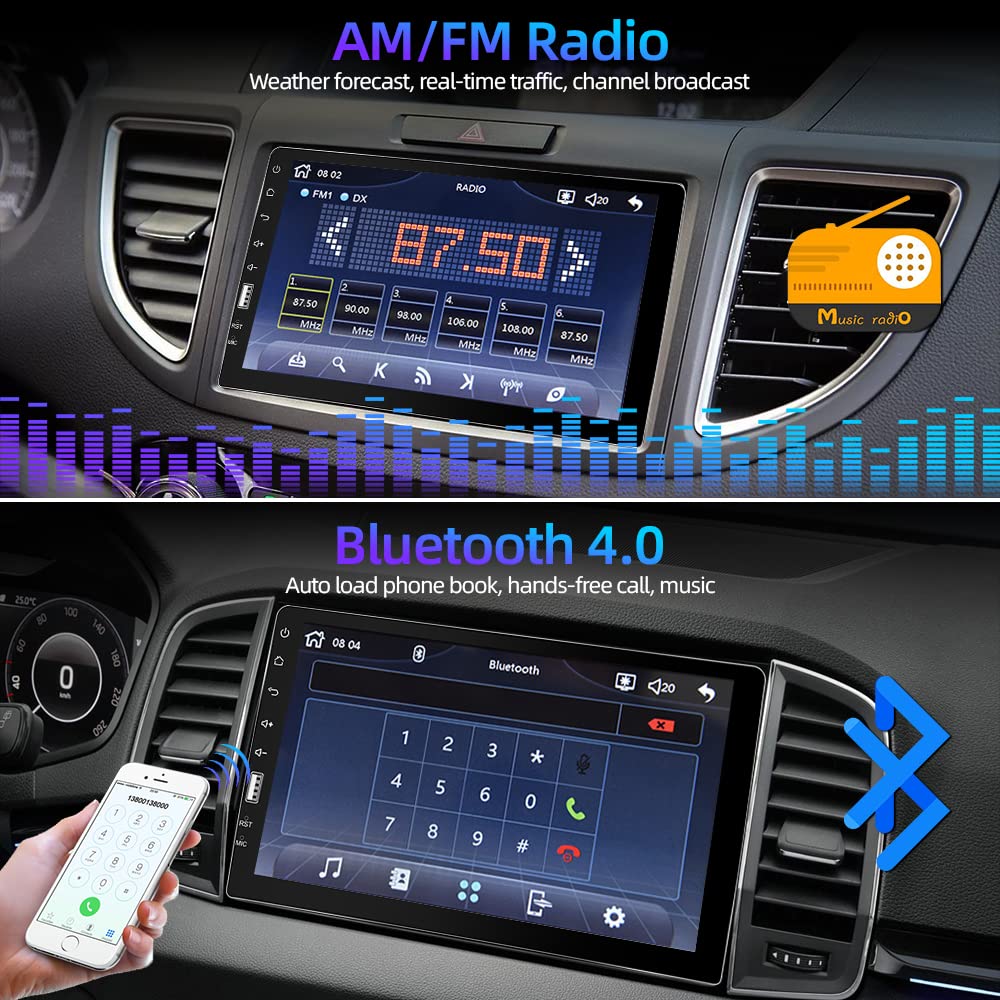 Upgraded 9 Inch Single Din Car Stereo Touchscreen Radio with Apple CarPlay, Bluetooth, Android Auto, MirrorLink - FM/USB/SD/AUX/Subwoofer Ports, Fast Charging, Backup Camera - Perfect for Hands-Free Calling, Music Streaming & Safe Driving in Your Vehicle