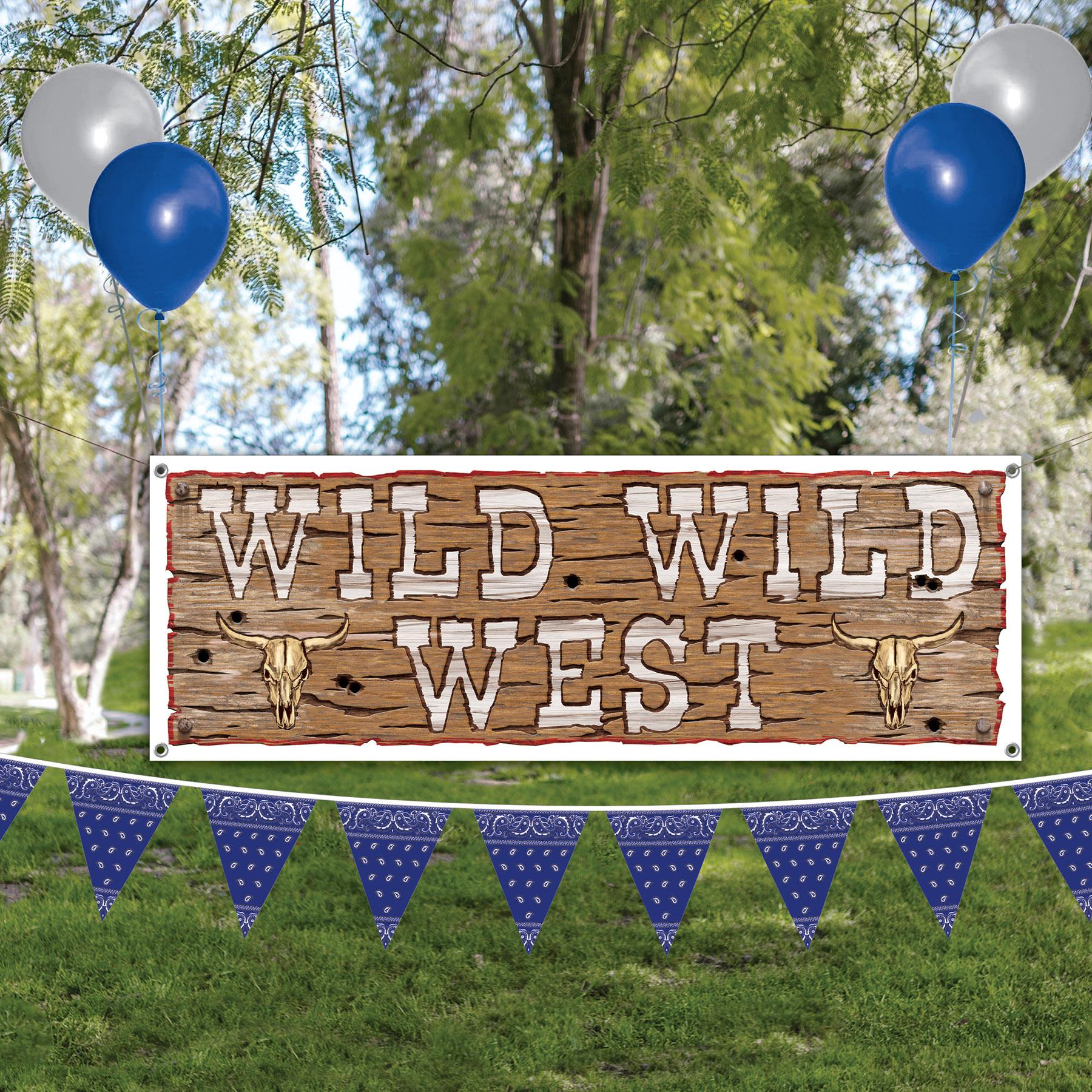 12 Pack Beistle Blue Bandana Party Pennant Banner - Colorful Western Cowboy Theme Decor for Birthday, Baby Shower & BBQ Party - Perfect for Indoor & Outdoor Events