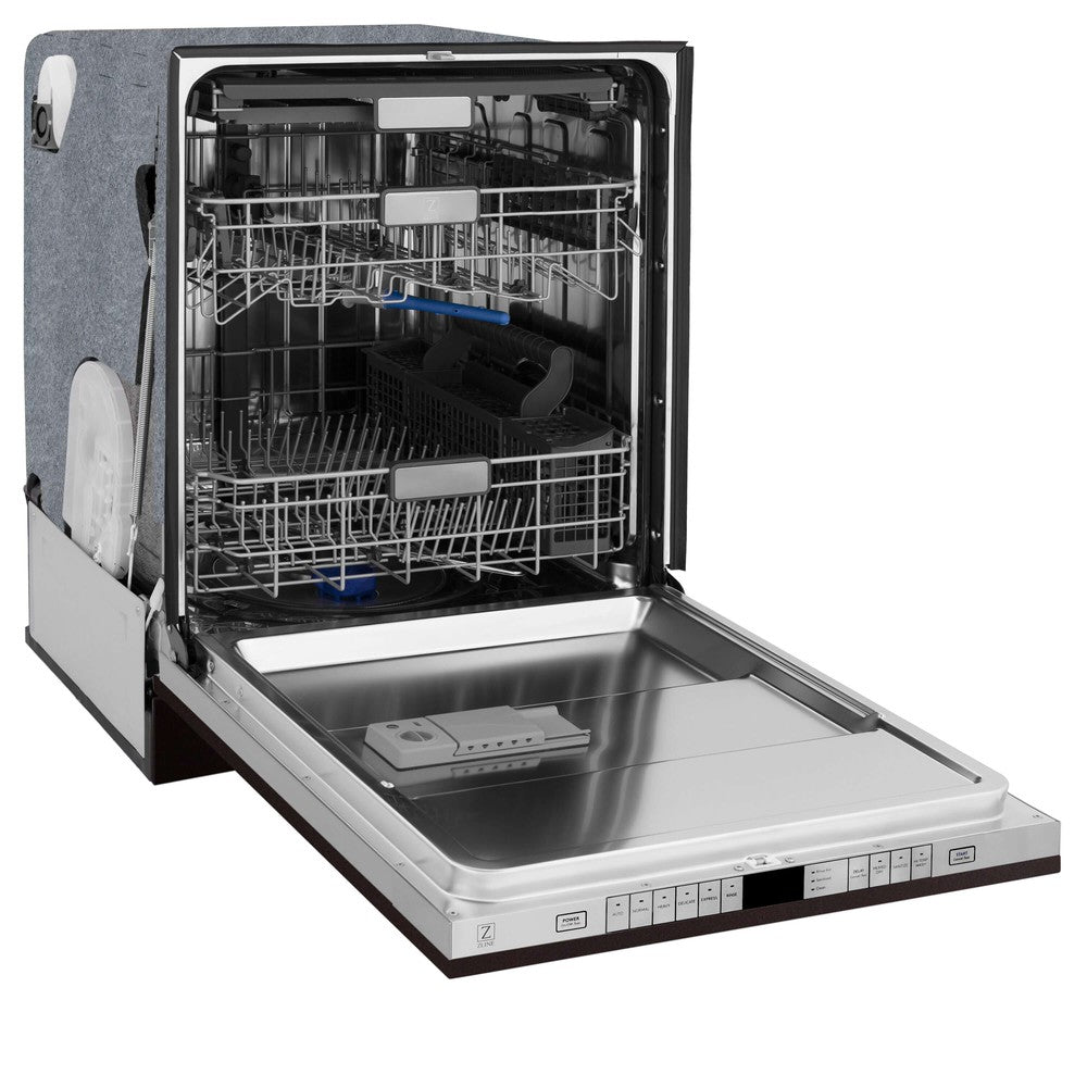ZLINE 24 Inch Monument Series 3rd Rack Top Touch Control Dishwasher - Oil Rubbed Bronze Panel, Ultra Quiet 45dBa (DWMT ORB 24) | Perfect for Modern Kitchens, Small Spaces & Energy-Efficient Homes