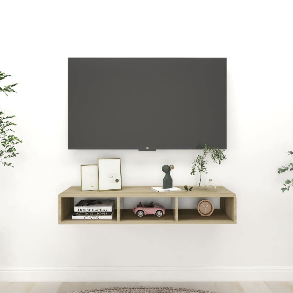 Sonoma Oak Wall Shelf - 40.2x12x7 Inches, Wall Mounted Display & Storage Shelf, Chipboard Floating Shelves for Living Room, Bedroom, Kitchen & Bathroom Organization