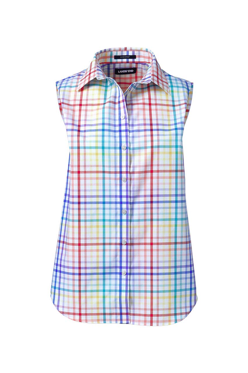 Lands' End Women's Sleeveless No Iron Shirt - Wrinkle-Free Blouse for Work & Travel - Comfortable Office Wear & Business Casual Attire