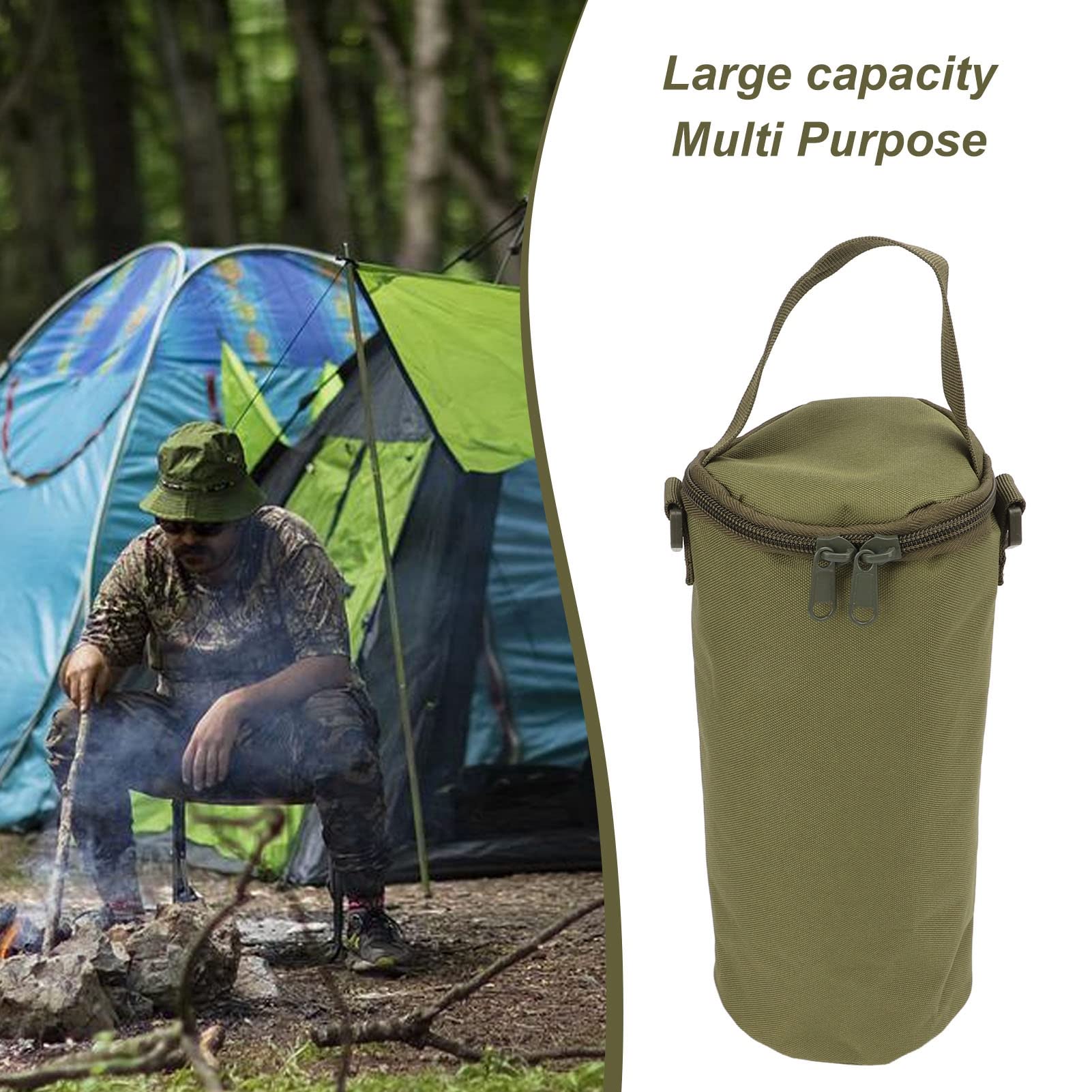 **Durable Camping Storage Bag with Double Zipper & Shoulder Strap - Portable Organizer for Gas Camping Lights, Hiking Gear & Outdoor Essentials (Green) - Perfect for Camping Trips, Backpacking & Travel Accessories**