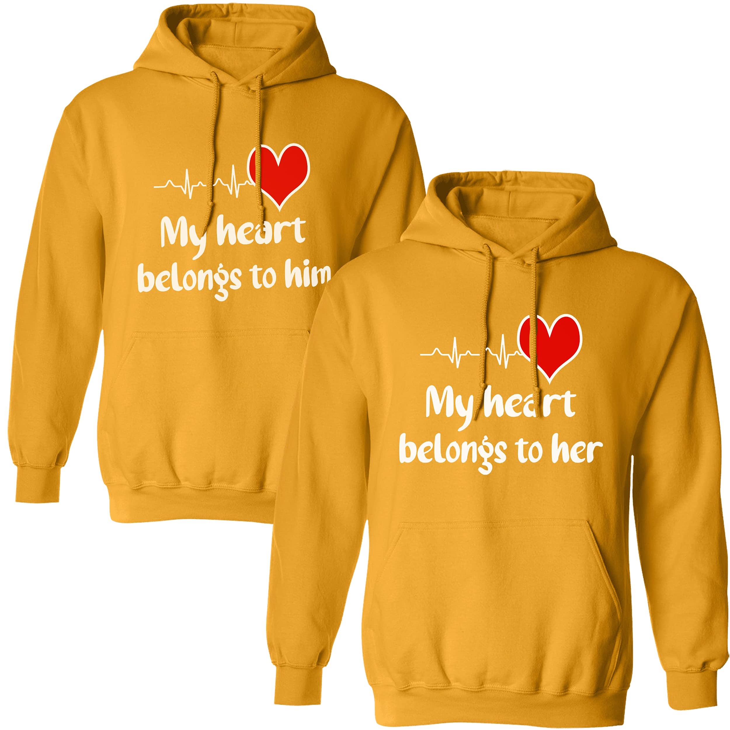 Best Family Gifts: My Heart Belongs To Him & Her - Unisex Couples Hoodies for Cozy Nights & Romantic Dates