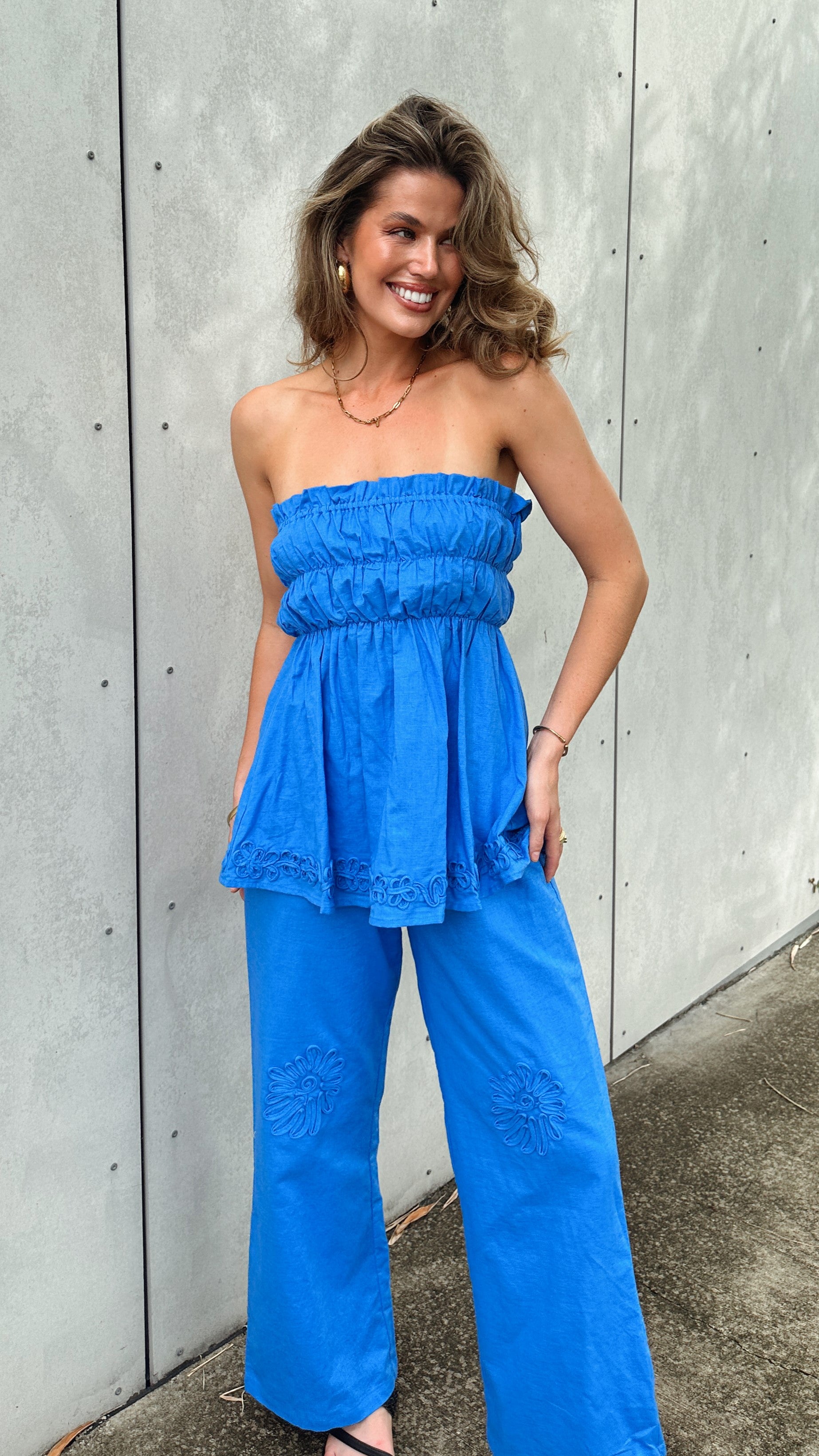 Ines Pants for Women - High Waisted Marine Blue Trousers | Comfortable Stretch Fabric for Office, Casual Wear & Travel