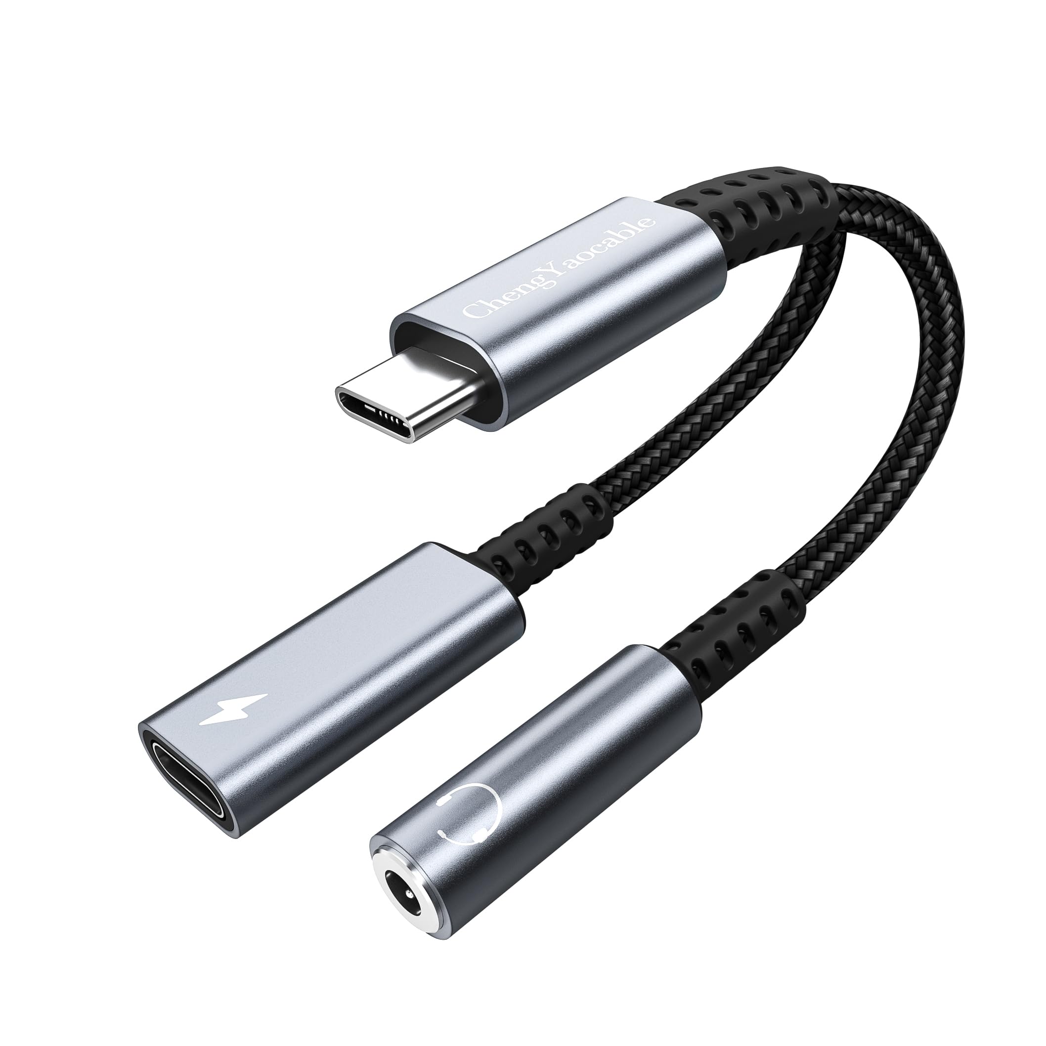 2-in-1 USB C to 3.5mm Headphone Jack & 60W Fast Charger Adapter - Compatible with Samsung Galaxy S24/S23/S22/S21 Ultra, iPhone 15, iPad Pro & More - Perfect for Music, Gaming & Charging On The Go