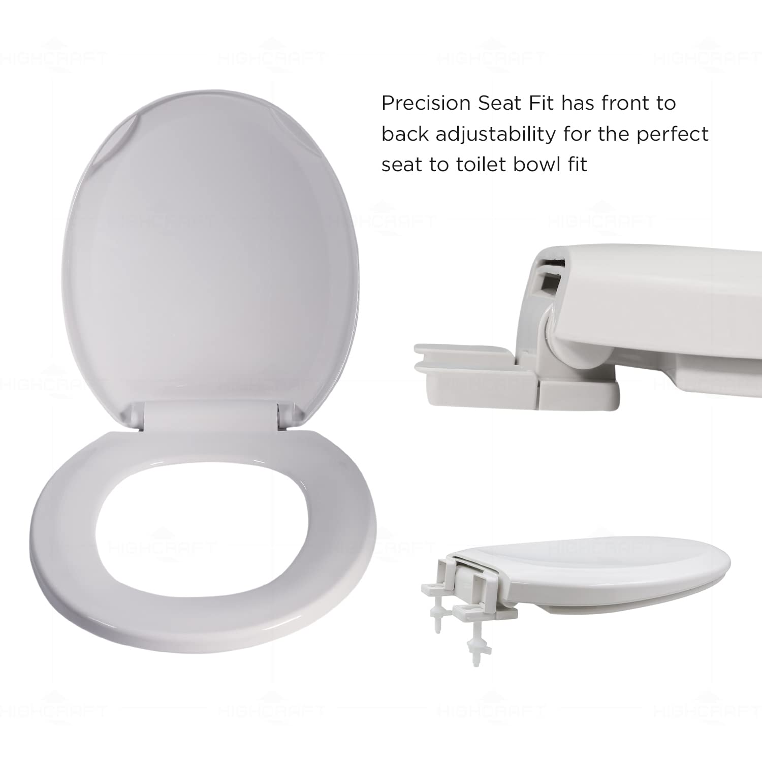 Slow Close Round Plastic Toilet Seat - Easy to Remove & Install, White - Perfect for Bathroom Upgrades & Home Renovations