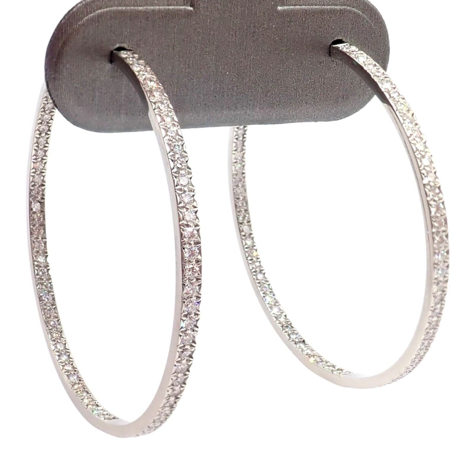 Authentic Tiffany & Co Platinum Metro Diamond Large Inside Out Hoop Earrings - Luxury Diamond Hoops for Women, Perfect for Weddings, Parties & Special Occasions