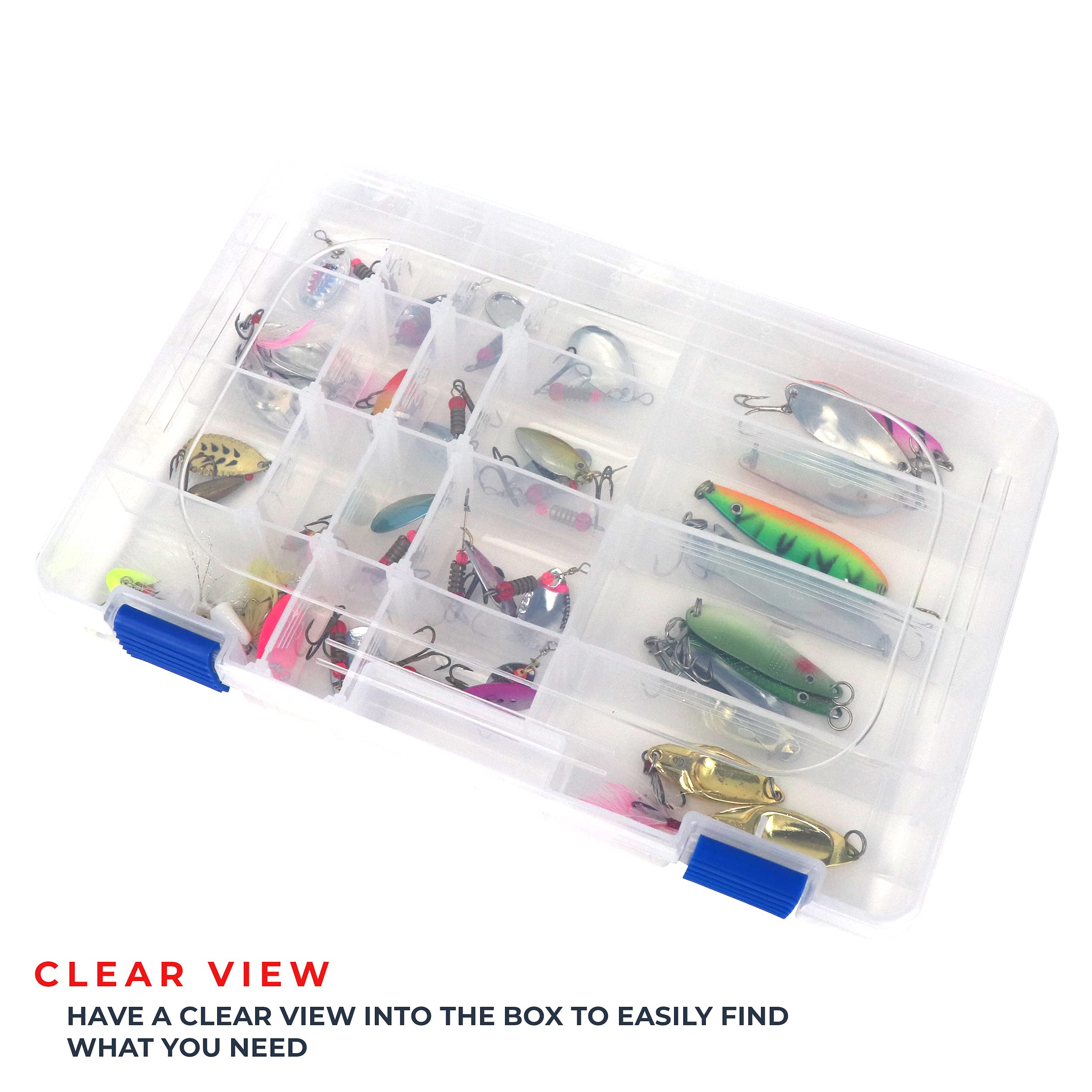 OSAGE RIVER Medium Clear Plastic Fishing Tackle Box Organizer - 10.9