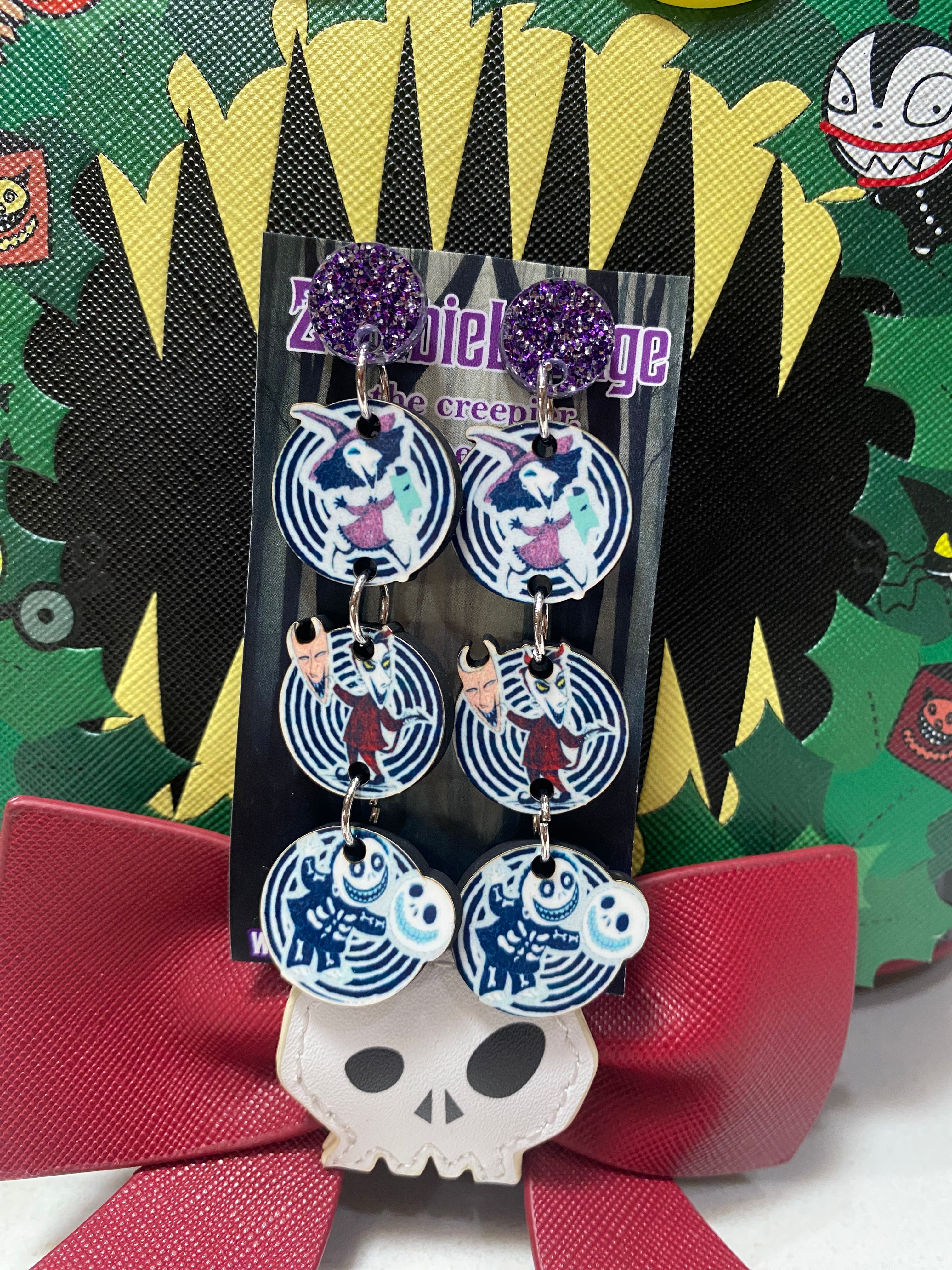 Lock Shock and Barrel Earrings - Disney Nightmare Before Christmas Inspired Jewelry for Women | Perfect for Halloween, Christmas, and Cosplay Costume Accessories