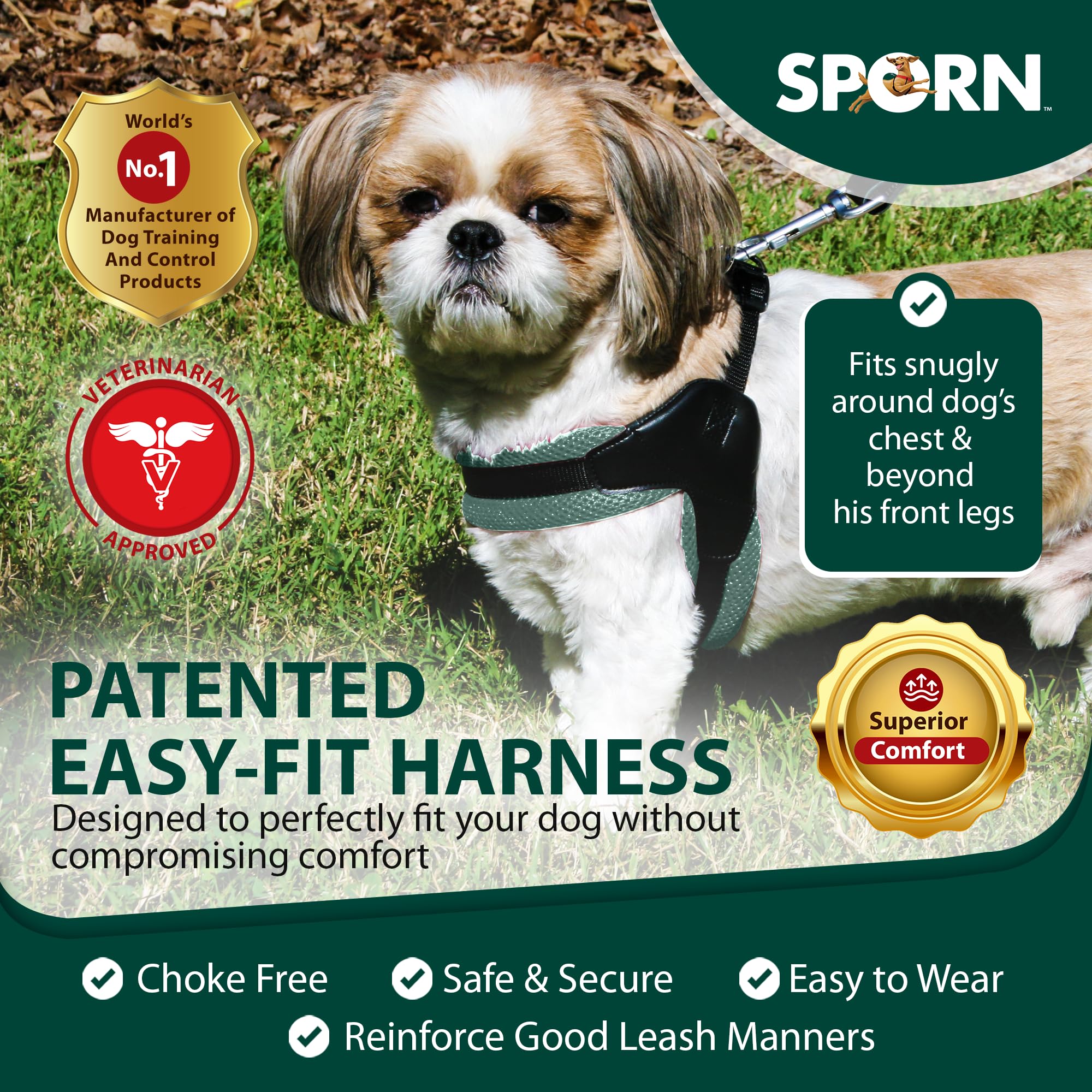 Sporn Easy-Fit Mesh Dog Harness for Medium Dogs - Turquoise Soft Nylon No-Choke Pet Harness, Breathable & Comfortable Dog Walking Vest for Medium Breeds - Perfect for Daily Walks, Hiking & Outdoor Adventures