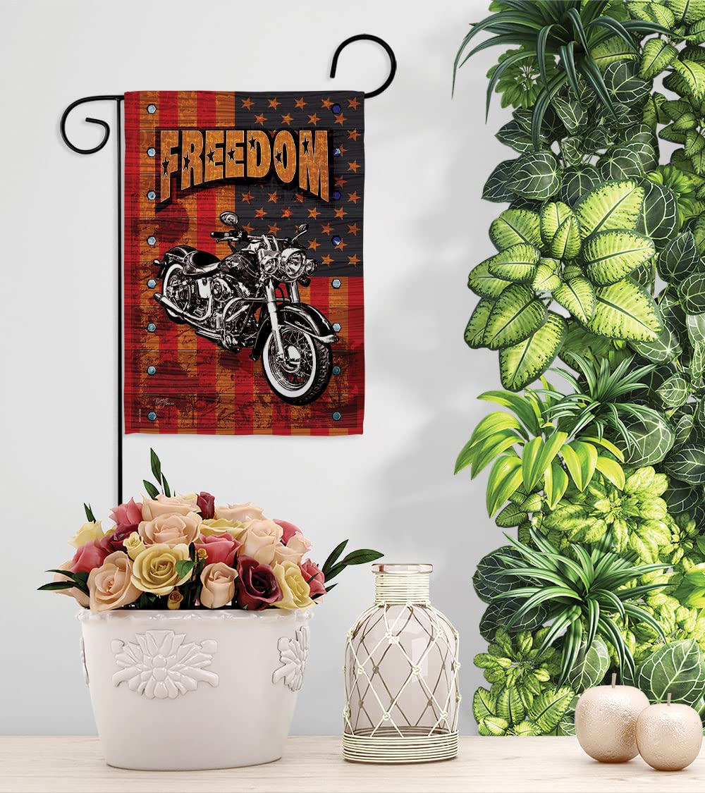 Americana Motorcycle Banner - Patriotic Vertical Garden Flag 13x18.5in for Outdoor Decor