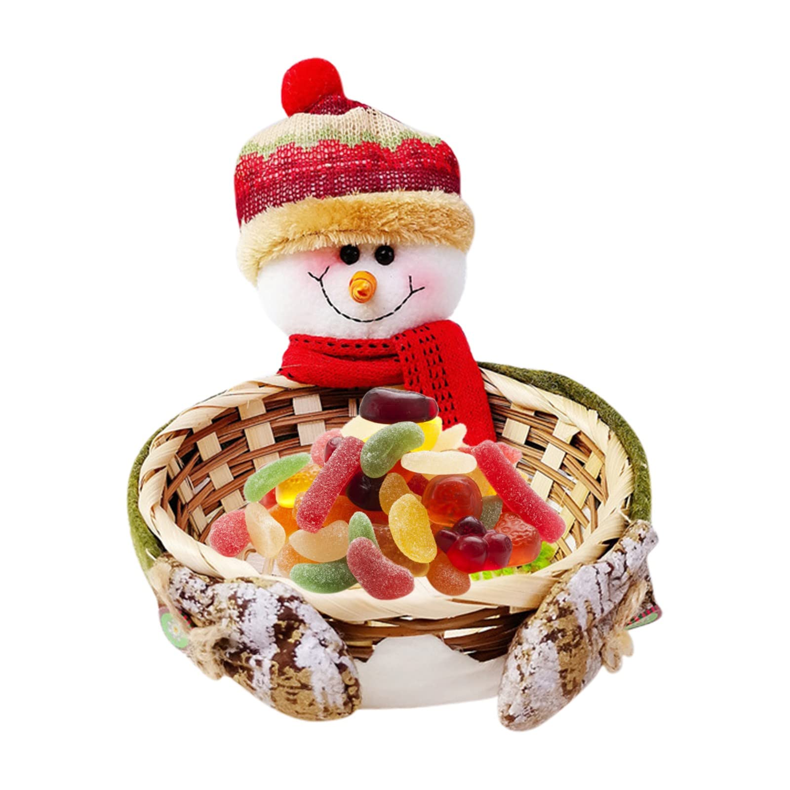 Christmas Basket Ornaments - Santa Claus & Snowman Storage Basket for Candy, Gifts & Holiday Decor | Xmas Home & Desktop Decoration for Parties, Tree Decor & Festive Celebrations