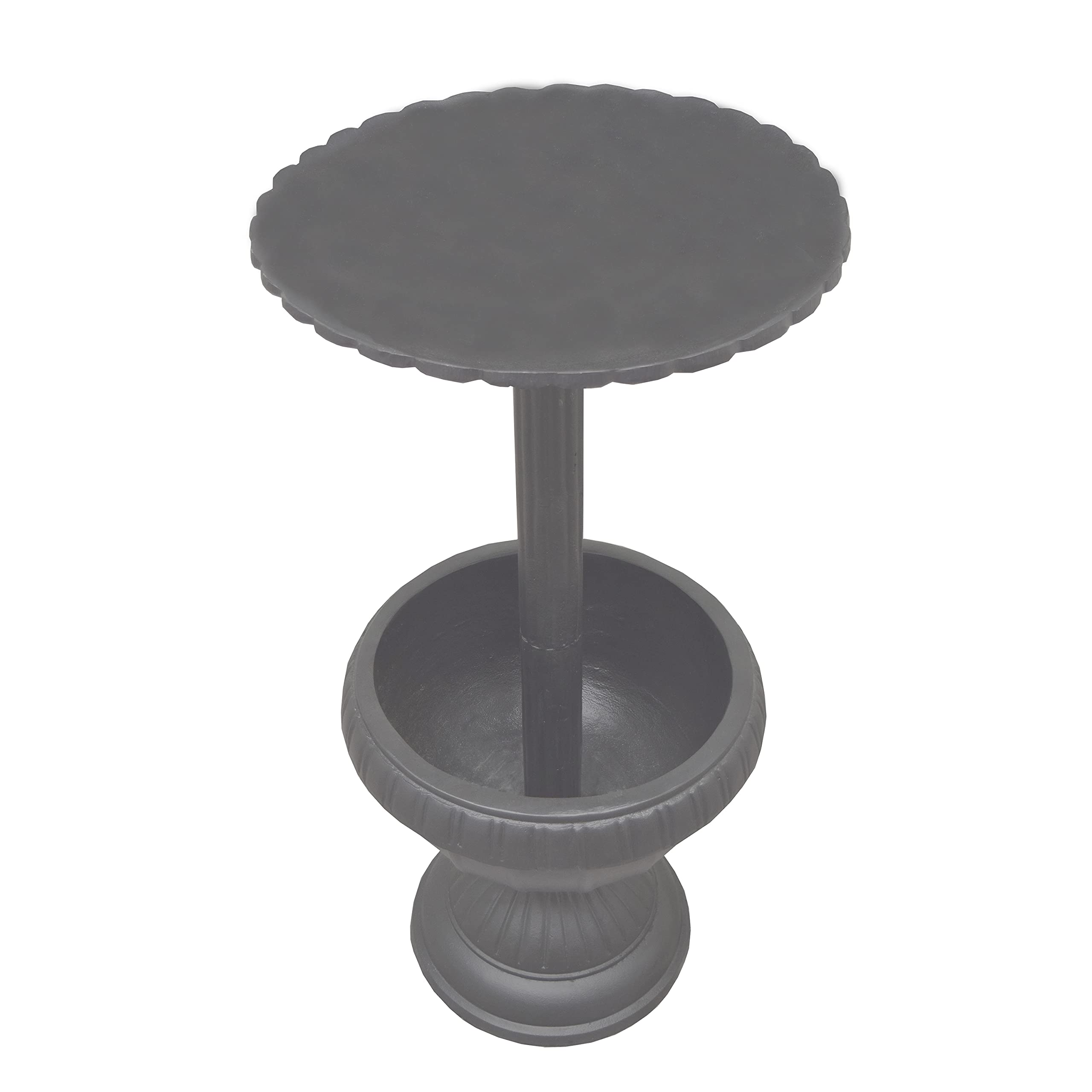 Oakland Living Ornate Round Cast Aluminum Metal 35-inch Grey Bird Bath and Planter Vase Combo - Garden Decor for Outdoor Patio, Yard, and Backyard Landscaping