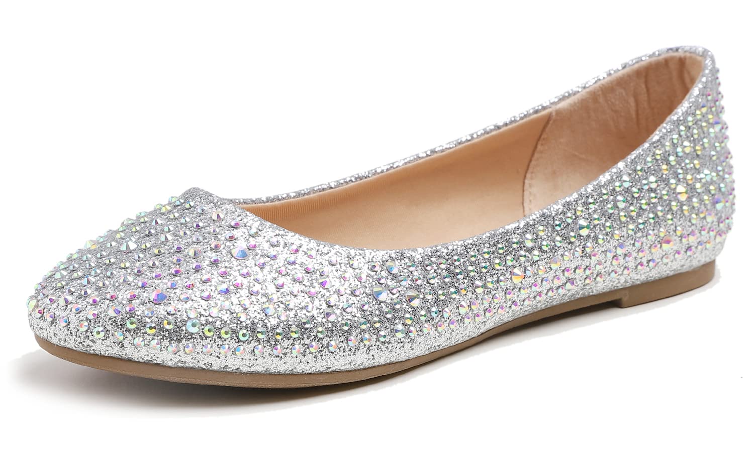 Sparkly Rhinestone Ballet Flats for Women - Elegant Wedding Bridal Party Shoes with Bling for Dances, Prom & Special Occasions
