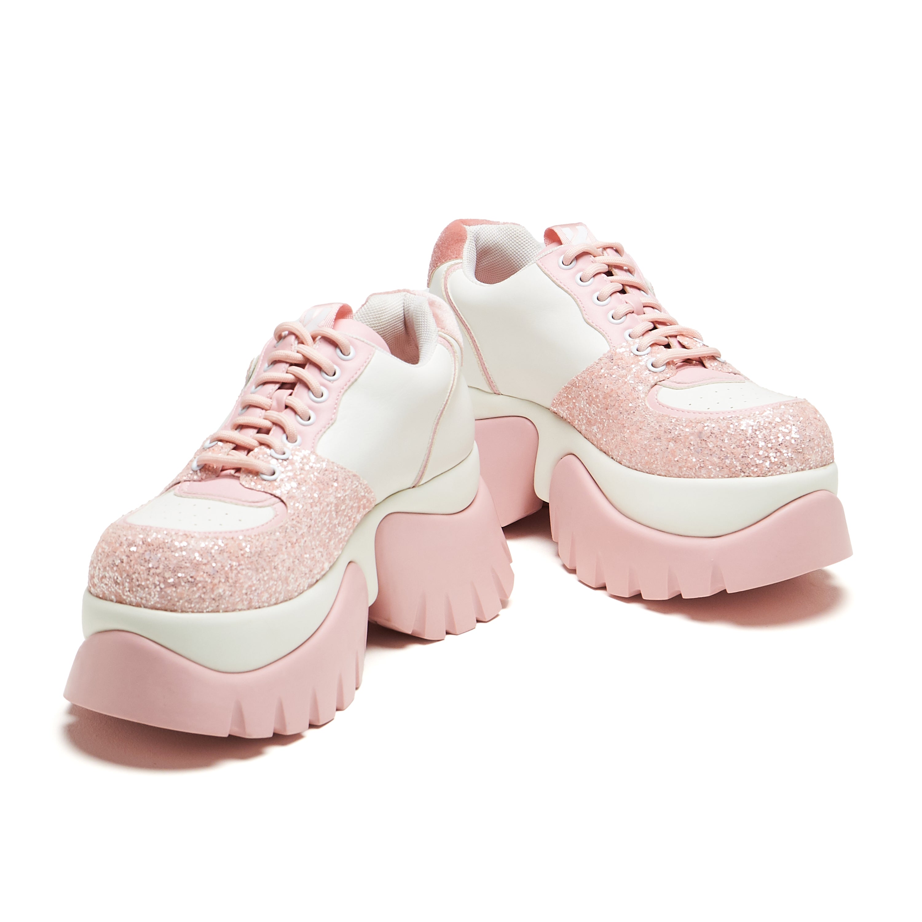 Bear Blushes Chunky Glitter Sneakers for Women - Pink Fashion Shoes for Casual Wear, Gym, and Party Outfits