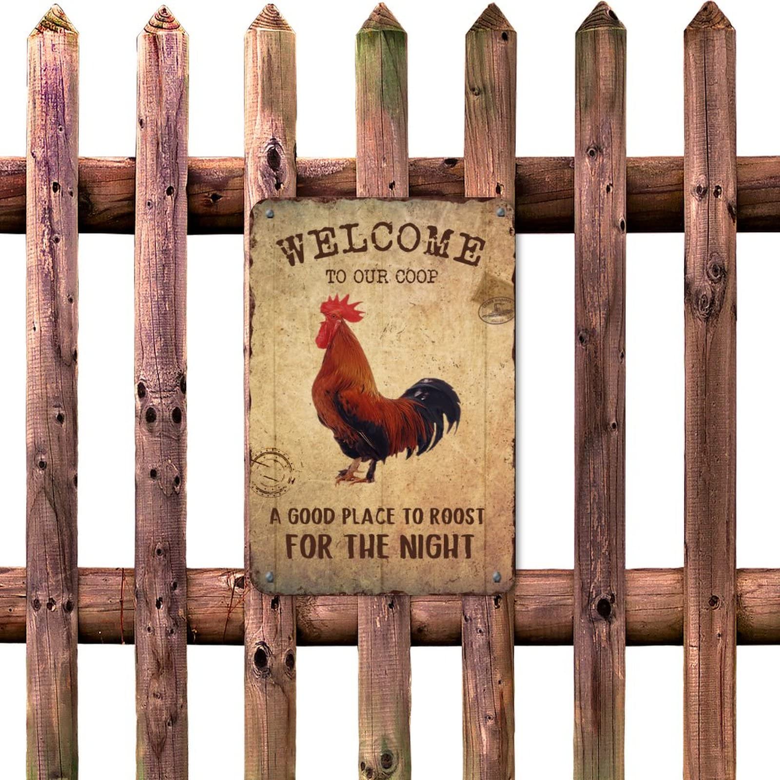 Rustic Rooster Metal Sign - UV Printed Aluminum Chicken Decor for Indoor & Outdoor Use - 12x8 Inch Garage, Bar, Courtyard Wall Art - Perfect for Farmhouse, Country Kitchen, and Garden Decor