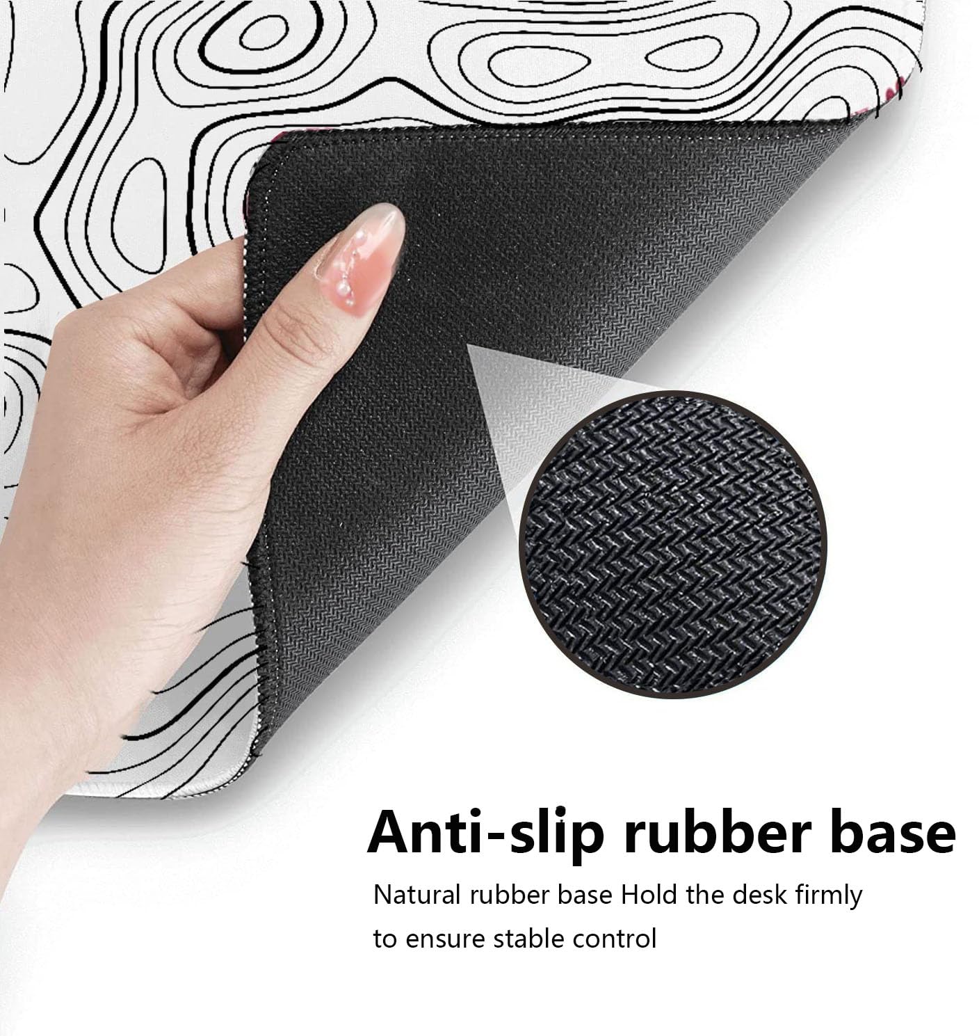 Extra Large XXL Gaming Mouse Pad - 35.4x15.8 Inch Non-Slip Desk Mat with White Topographic Design for PC, Laptop, Office & Esports | Smooth Tracking Surface for Gamers & Professionals