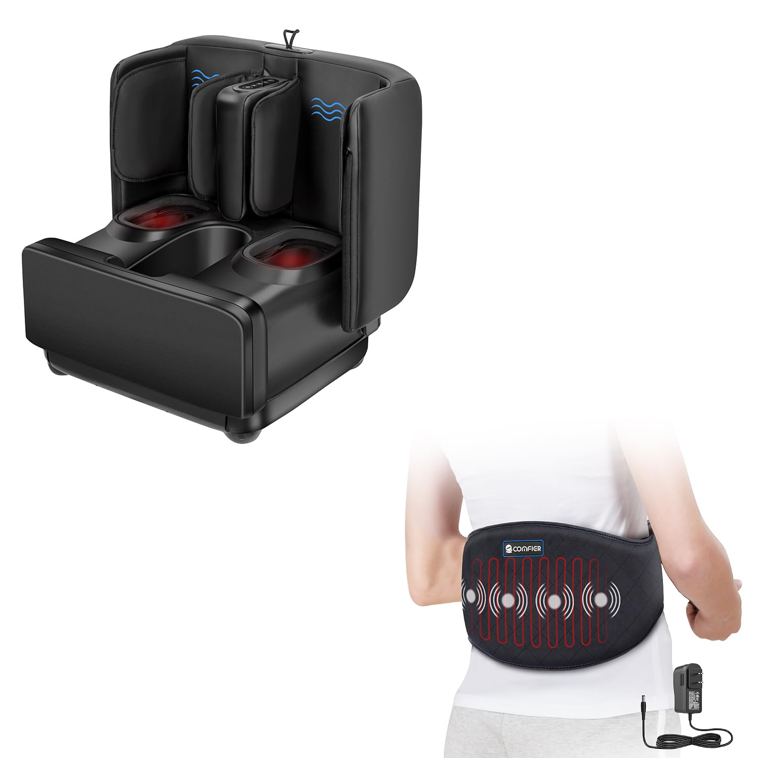 COMFIER Electric Heating Pad with 2-in-1 Foot Massager - Soothing Pain Relief for Back, Shoulder & Feet - Perfect for Home Relaxation, Muscle Recovery & Stress Relief