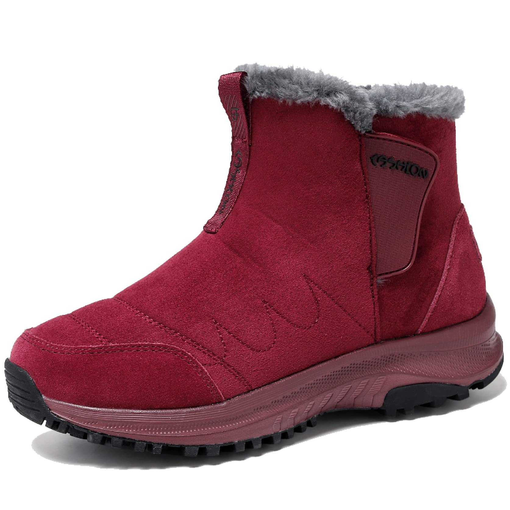 Women's Waterproof Winter Hiking Snow Boots - Warm Fur Lined Slip On Ankle Boots for Women - Non Slip Durable Outdoor Walking Shoes for Cold Weather, Snowy Trails & Casual Winter Fashion
