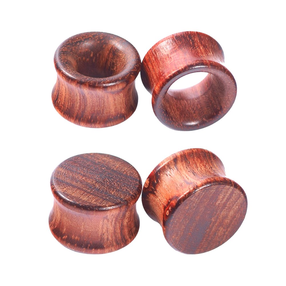 Vintage Brown Wood Double Flared Ear Tunnels - 1Pair/2Pair Natural Wood Ear Plugs for Stretching - Perfect for Body Jewelry & Alternative Fashion