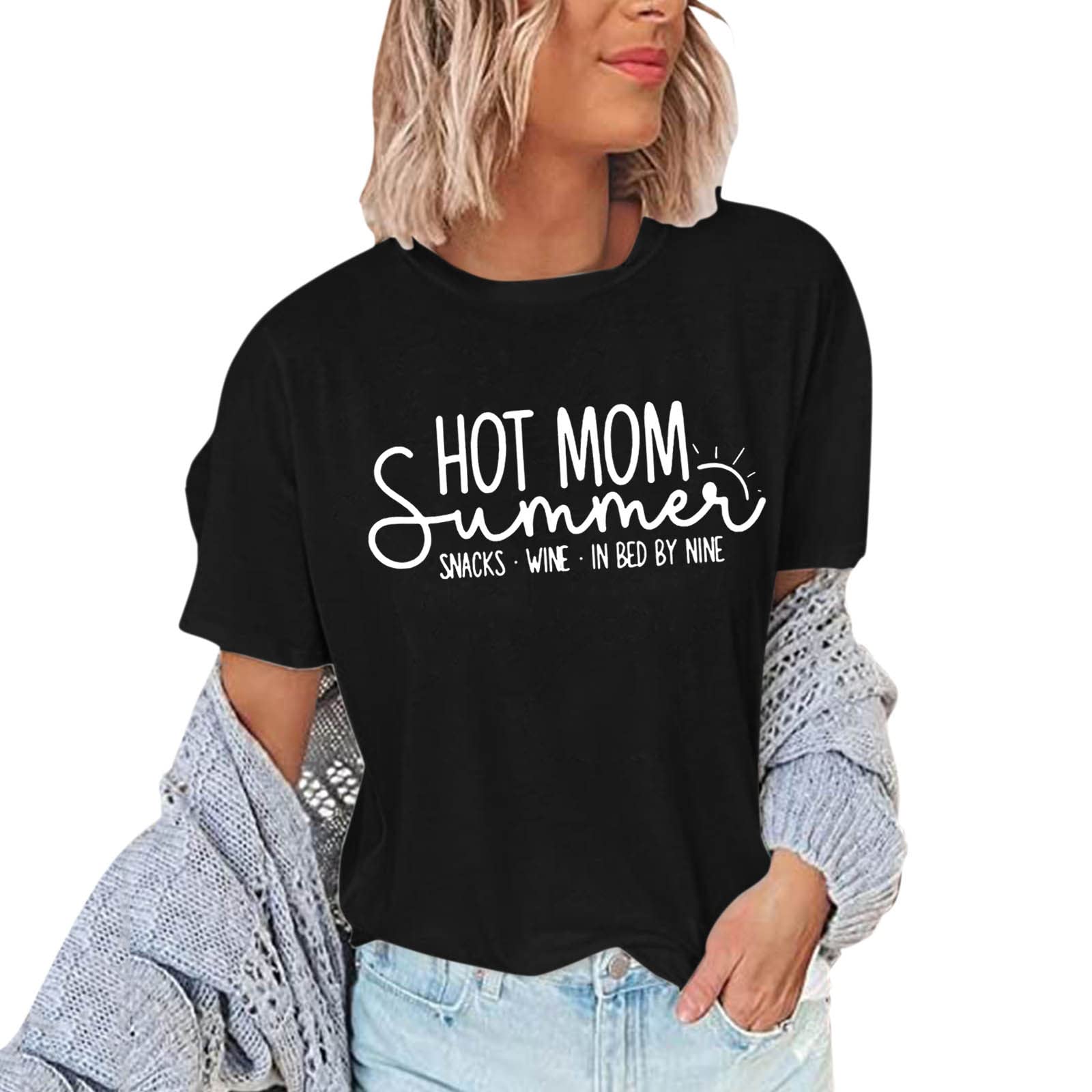 Women's Casual Printed Letter Short Sleeve Loose T-Shirt Blouse - Comfortable O-Neck Top for Everyday Wear, Outings & Summer Fashion