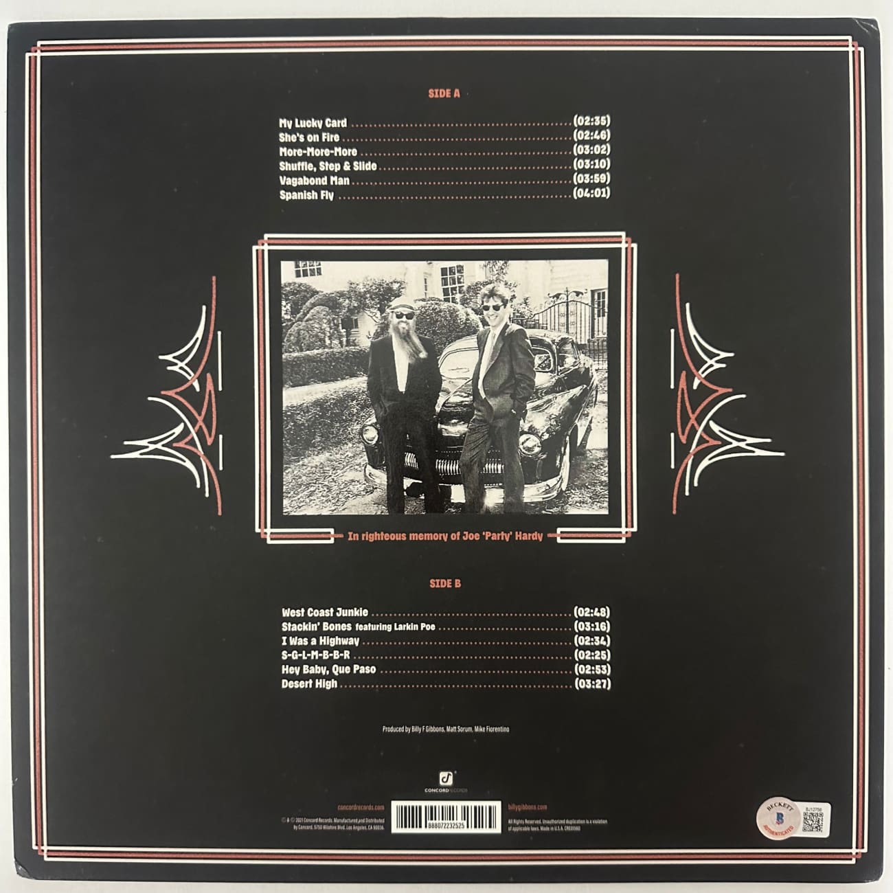 Authentic Billy Gibbons (ZZ Top) Signed Hardware Album with BAS COA - Limited Edition Collectible for Music Fans & Memorabilia Enthusiasts - Perfect for Display, Gifts, and Rock Music Collections