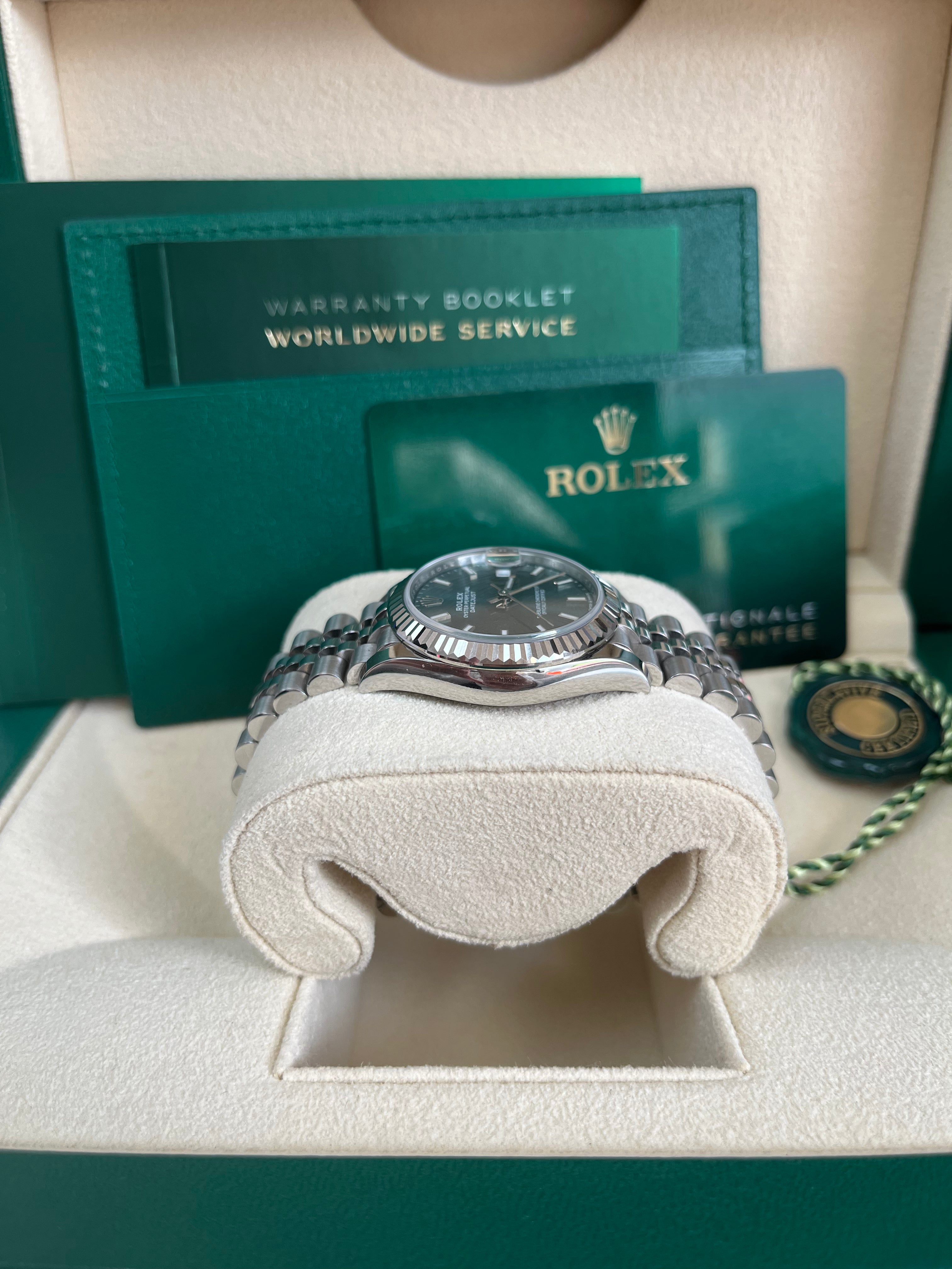 Rolex Datejust 31 Watch - Stainless Steel & White Gold, Fluted Bezel, Mint Green Index Dial, Jubilee Bracelet (Model 278274) - Perfect for Luxury Gifts, Business Events & Special Occasions