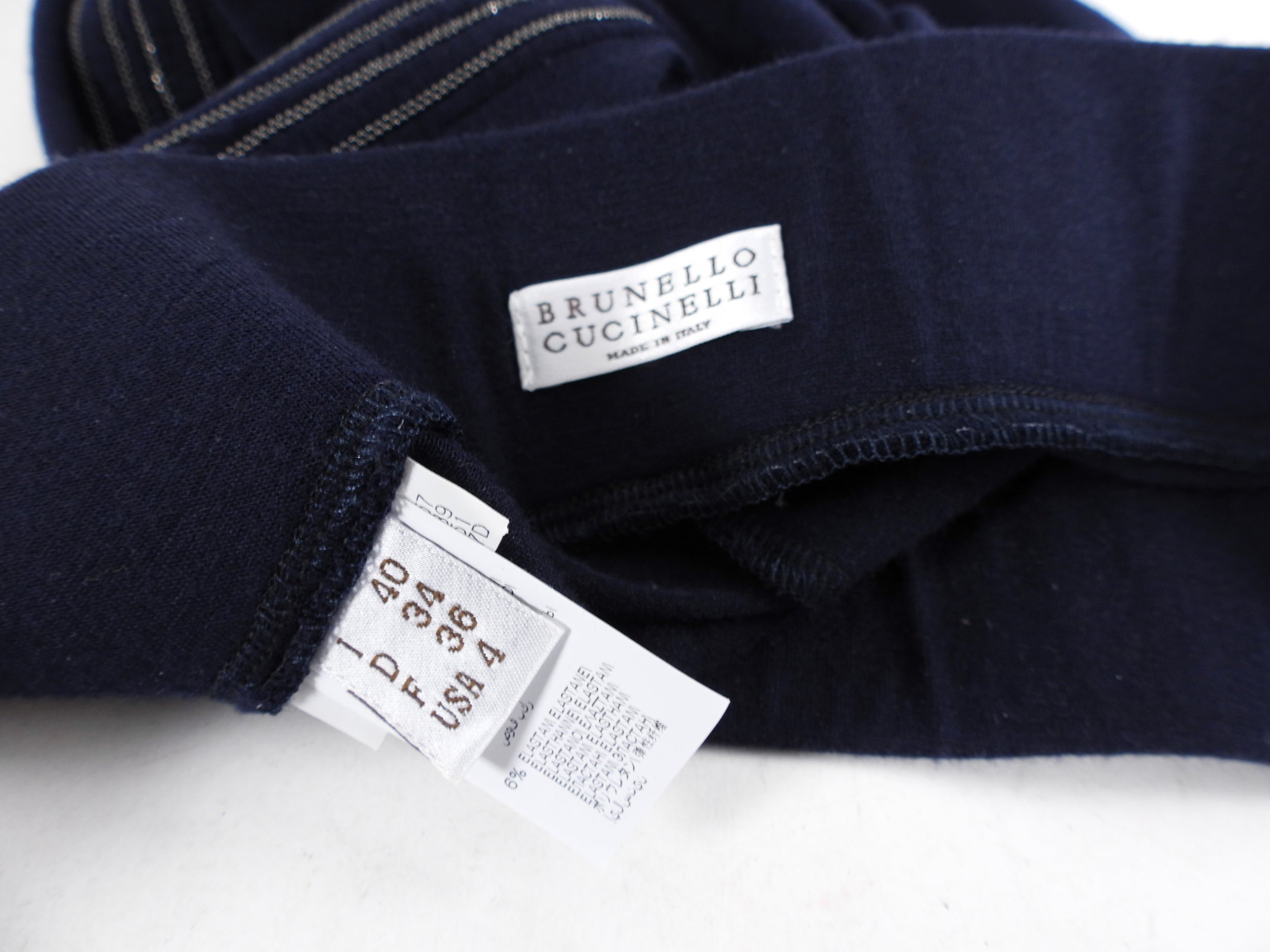 Brunello Cucinelli Navy Blue Wool Monili Bead Leggings - Women's Size IT40 / US 4 - Perfect for Winter Fashion & Luxury Office Wear