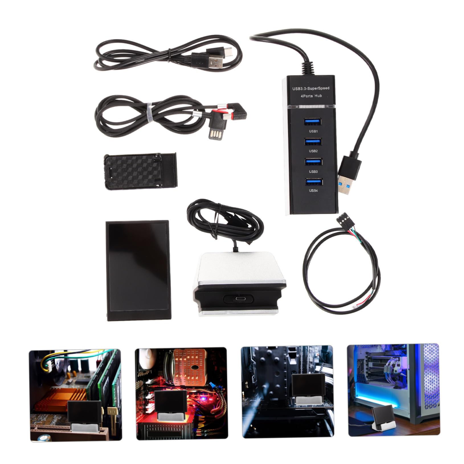 Uonlytech 4 Pack USB Mini PC Monitor - Secondary Display for GPU/CPU Temperature Monitoring, Computer Data Screen with ABS Frame | Perfect for Gaming Rigs, Workstations & Home Office Setups