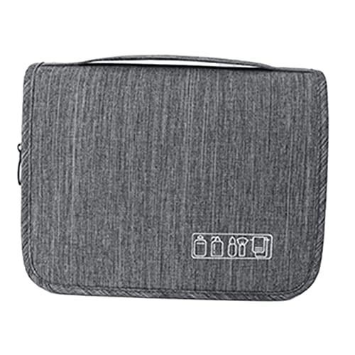 Foldable Cosmetic Bag for Travel & Home Use - Waterproof Zippered Toiletry Organizer Pouch, Stylish Shower Storage Case (Grey) - Perfect for Makeup, Skincare & Bath Essentials on Vacation, Gym or Daily Use