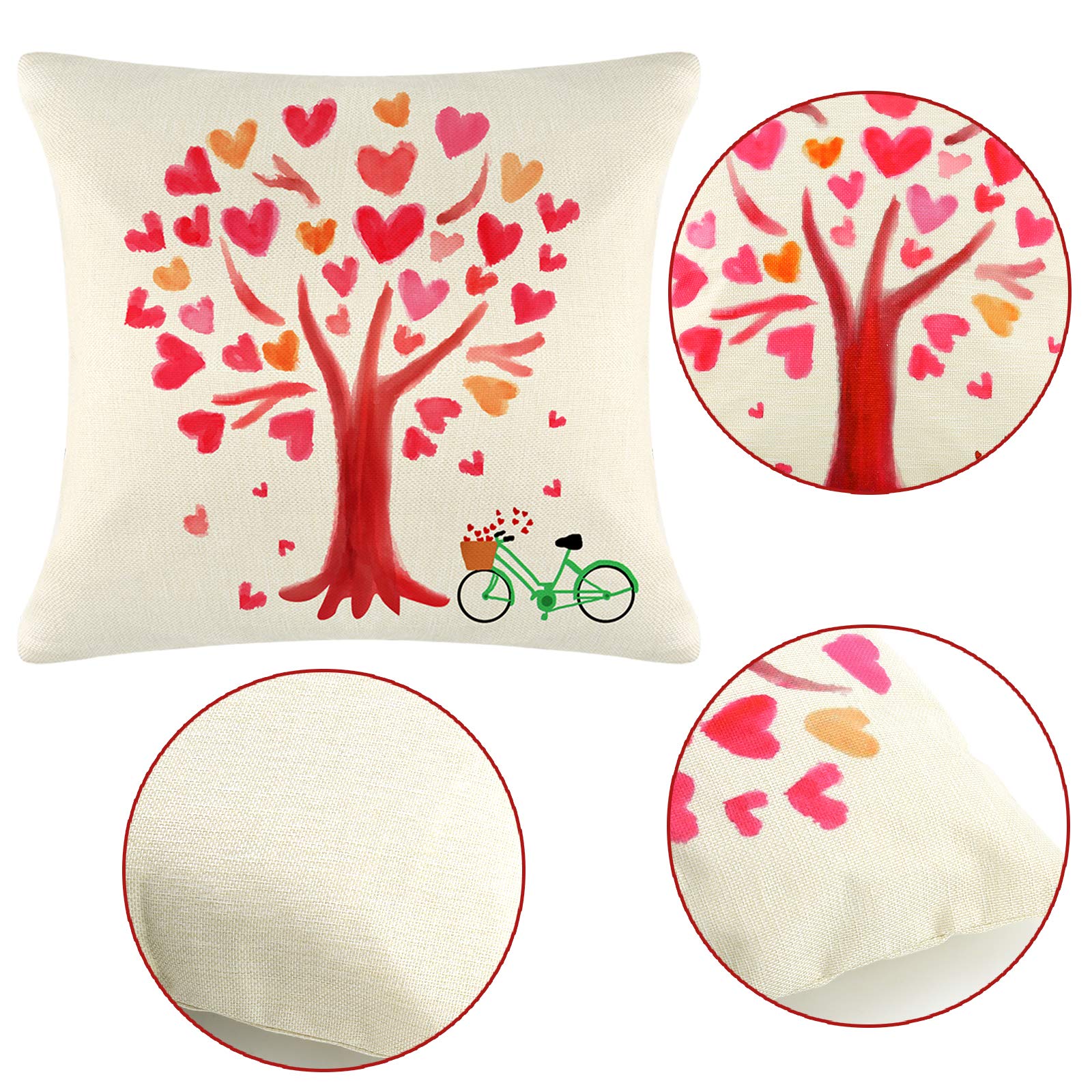 LUTER 4-Piece Valentine's Day Pillow Cover Set - 18x18 Inch Linen Throw Pillow Covers for Sofa, Couch, Bed & Office Decor - Durable & Washable Cushion Cases - Perfect for Romantic Home Decor, Gift Giving & Seasonal Styling (45×45cm/18×18 inch)