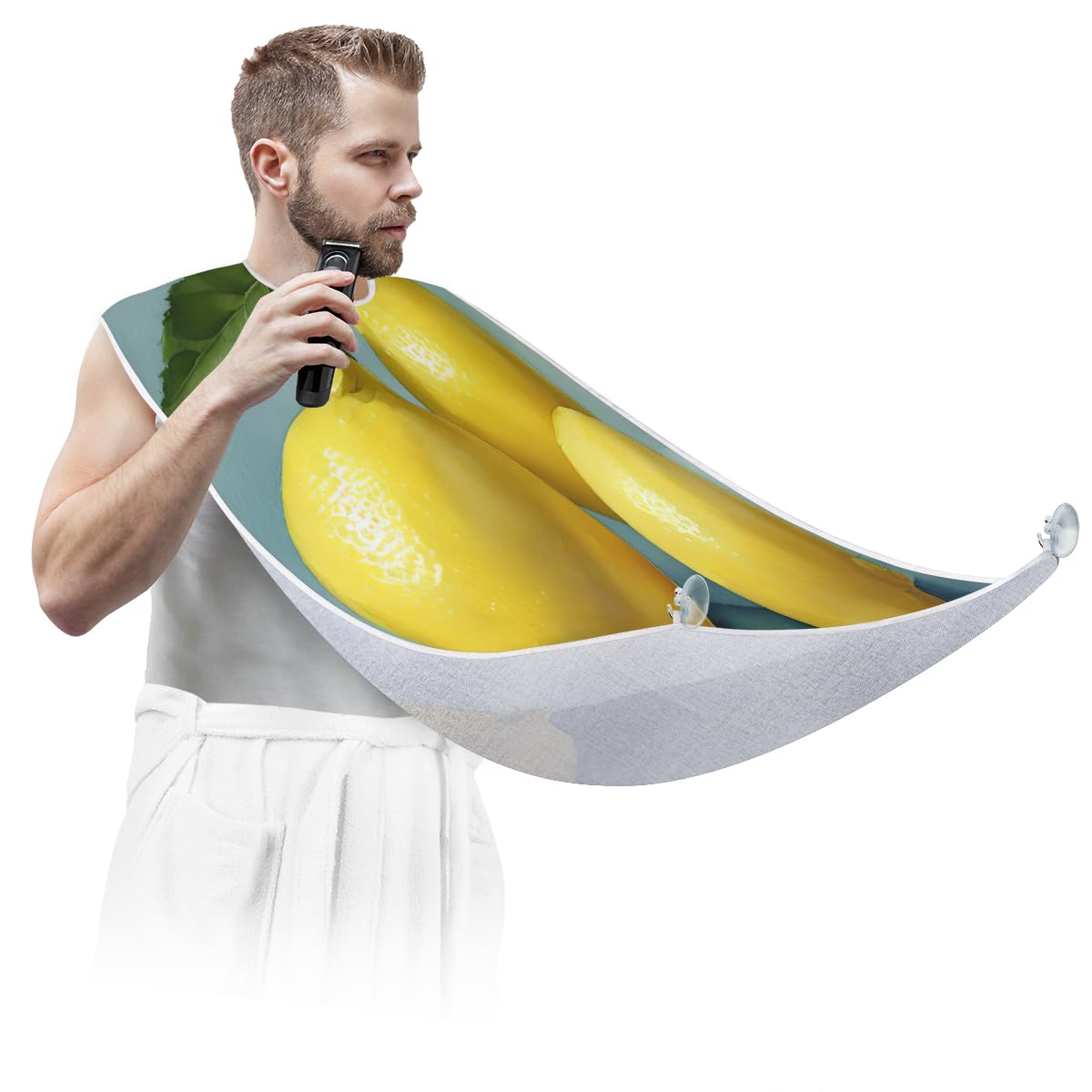 Men's Lemon Fruit Pattern Shaving Bib - Waterproof Beard Trimming Apron for Hair Dye & Makeup Artists - Sink Hair Catcher with Gift Box - Perfect for Barbershops, Home Grooming & Salon Styling