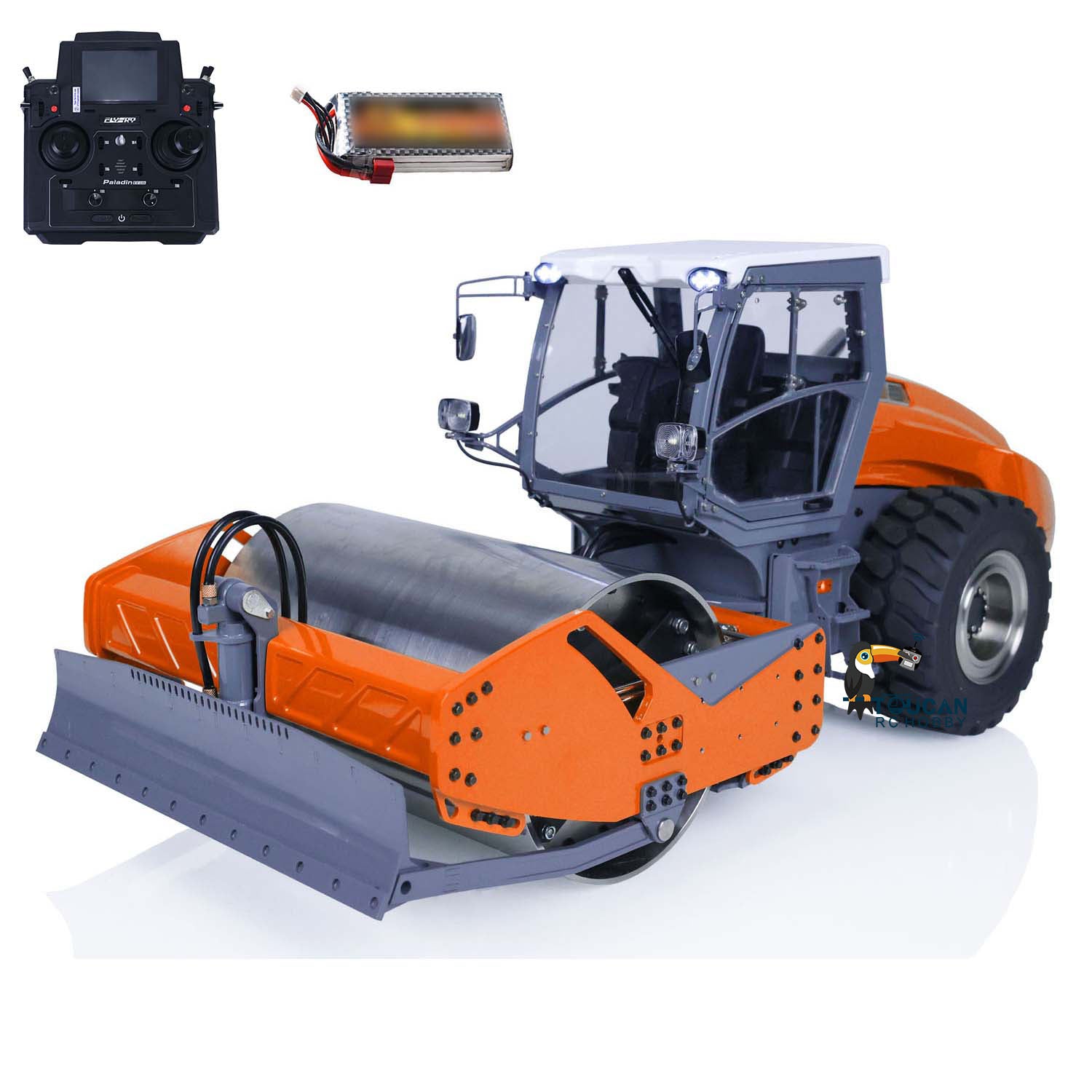 1/14 Scale LESU Aoue H13i RC Hydraulic Road Roller - Orange Electric Construction Vehicle with Metal Body, Sound & Light System (PL18EVLite) - Perfect for Construction Site Play, RC Hobbyists & Model Collectors