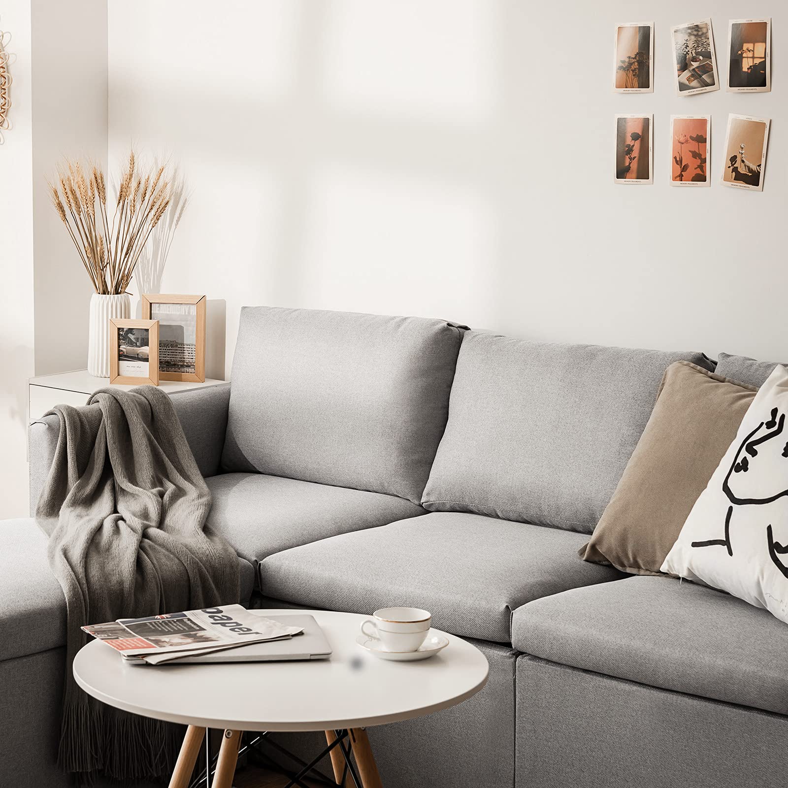 Giantex Convertible Sectional Sofa Couch, Modern L-Shaped 3-Seat Reversible Chaise Sofa with Spring Support, Heavy Duty Linen Fabric Corner Couch Set for Living Room, Apartment & Dorm | Perfect for Small Spaces, Movie Nights & Family Gatherings