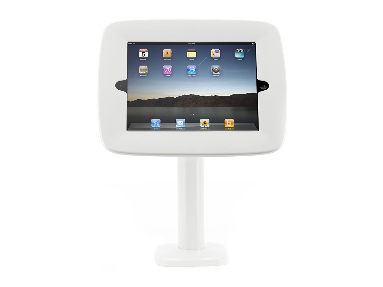 Lockable Desk Mount Stand for Apple iPad Air & Air 2 - Secure White Kiosk Stand | Perfect for Retail Displays, Reception Counters & Public iPad Stations