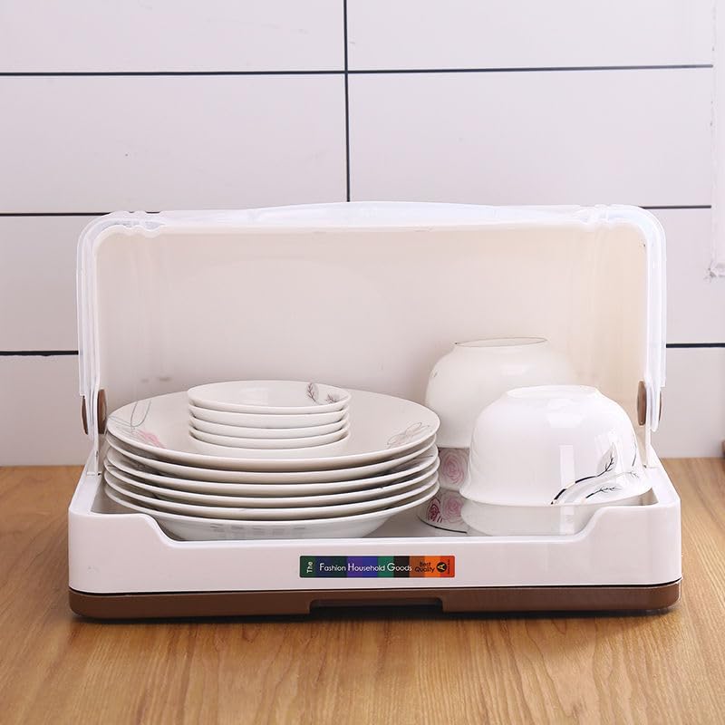 ORIGINAL MART Dish Drying Rack with Lid - Large Capacity Kitchen Storage Organizer, Multi-Functional Drainer Basket for Dishes, Utensils & Small Items - Perfect for Countertop, Cupboard & Pantry Organization
