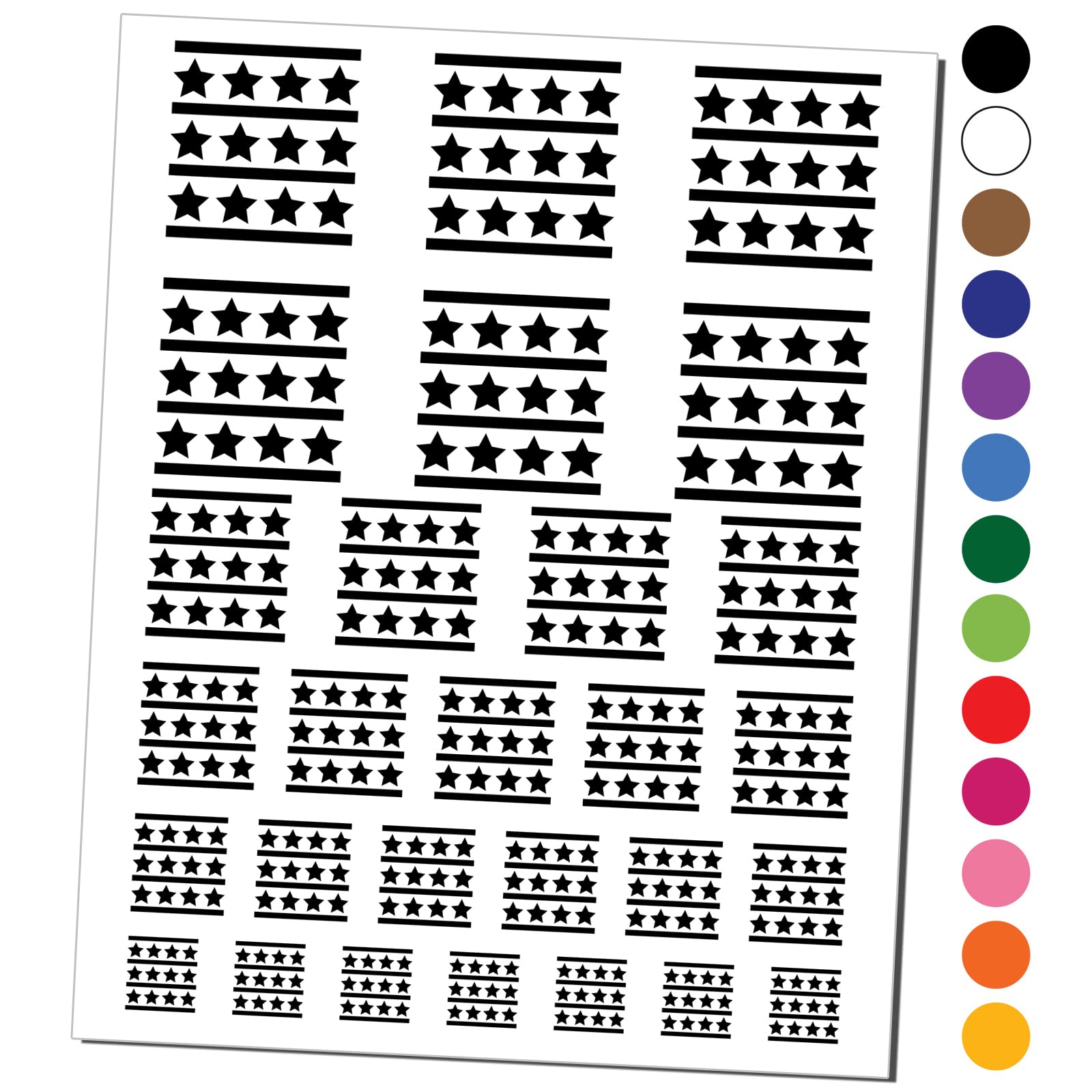 USA Patriotic Temporary Tattoos - Stars and Stripes Waterproof Fake Body Art Set (Black, 1 Sheet) for 4th of July, Memorial Day & Independence Day Celebrations