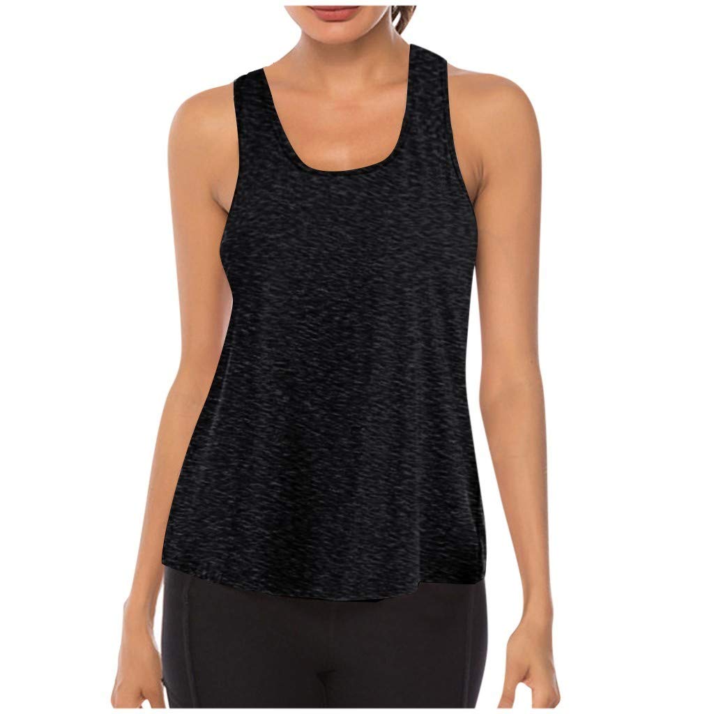 Women's Yoga Workout Racerback Tank Top - Breathable Mesh Blouse for Gym & Business Casual Wear - Black