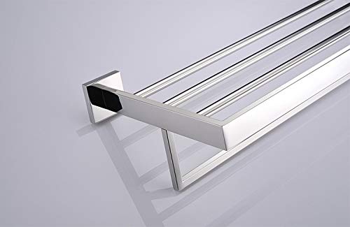 1Pcs Wall Mounted Towel Shelf - Chrome & Stainless Steel Bathroom Hardware Set - Luxury Bathroom Accessories & Decor for Spa, Hotel & Home Use