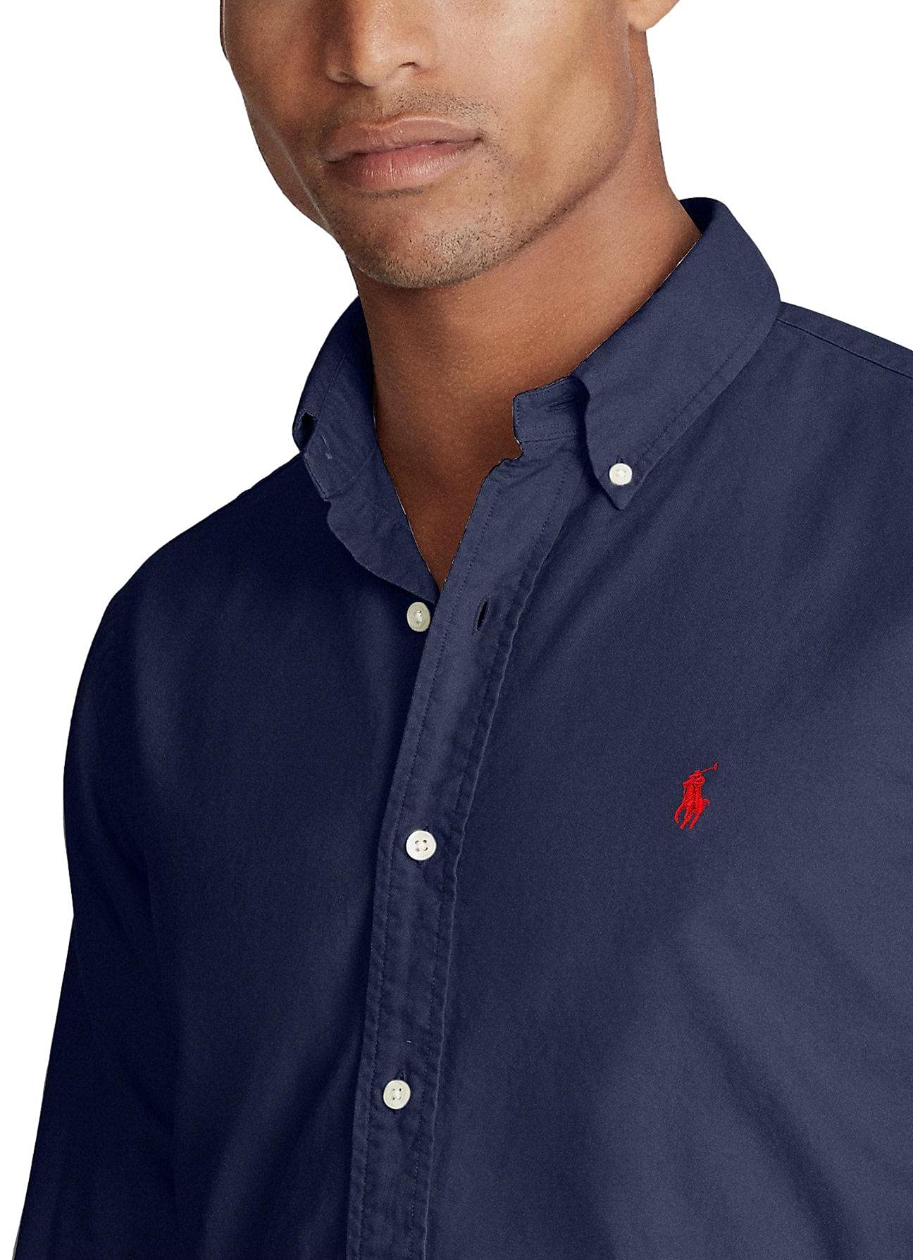 POLO RALPH LAUREN Men's Long Sleeve Oxford Button Down Shirt - Classic Fit Dress Shirt for Business & Casual Wear - Ralph Navy (XL) | Perfect for Office, Date Night & Formal Events