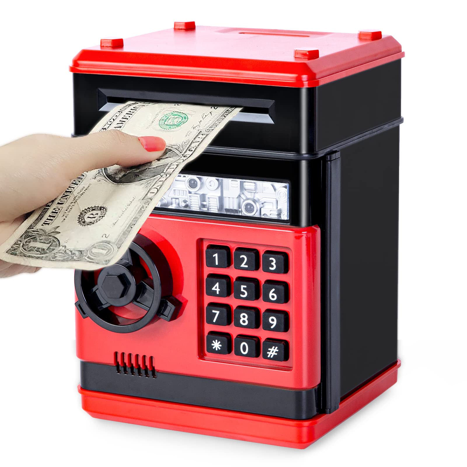 Refasy Electronic Piggy Bank with ATM Function - Digital Coin Money Bank for Kids Ages 3-12, Money Saving Box with Cash & Coin Slot - Fun Financial Learning Toy Gift for Boys & Girls (Birthday, Christmas, Allowance Teaching)
