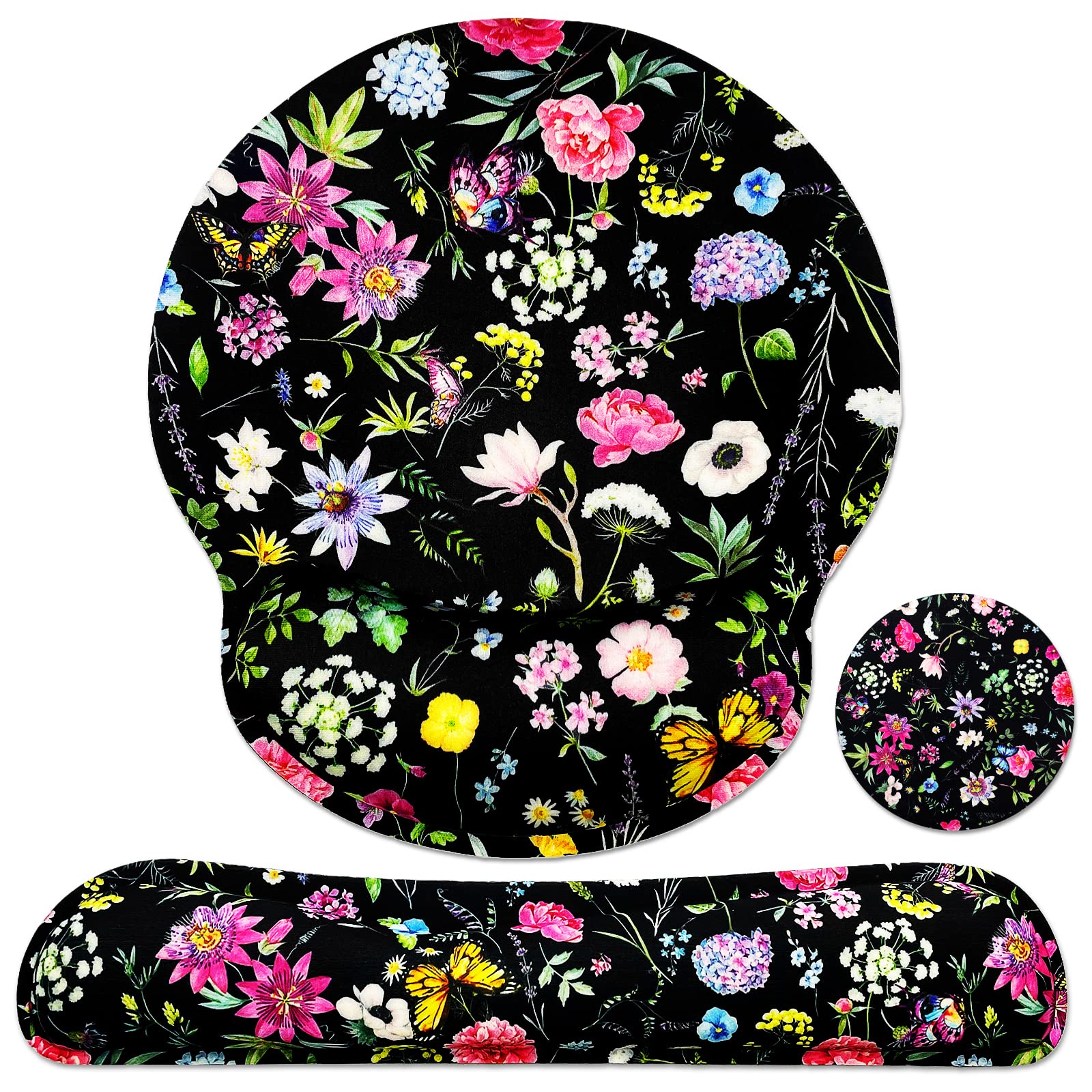 Sosolong Ergonomic Keyboard Wrist Rest & Mouse Pad Set - Comfortable Flower Design for Pain Relief, Improved Typing & Gaming - Ideal for Office, Computer & Laptop Use (Home/Work/Gaming Setup)