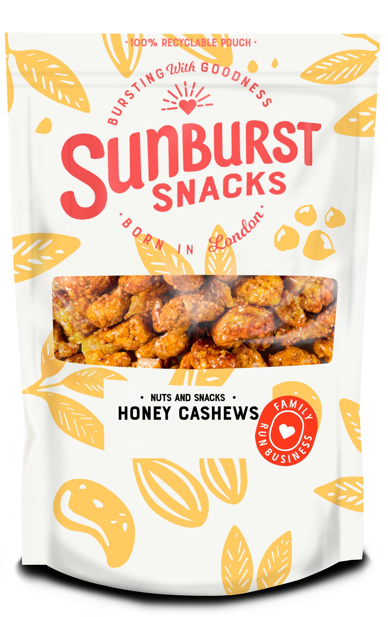 Sunburst Snacks Honey Roasted Whole Cashew Nuts 1kg (35.2oz) - Crunchy & Sweet Healthy Snack for Office, Travel, and Party Sharing