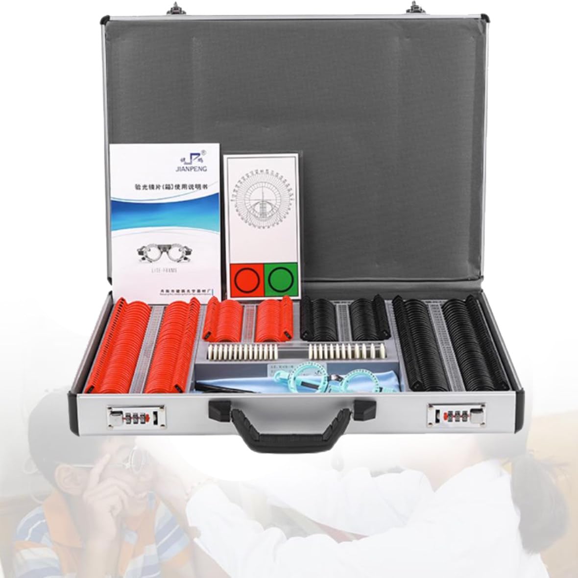 266-Piece Trial Lens Set with Measuring Glasses Test Frame, Optometry Lens Rim Case, Proof Box & Aluminum Rim Kit – Perfect for Eye Exams, Optometry Training, and Vision Testing in Clinics