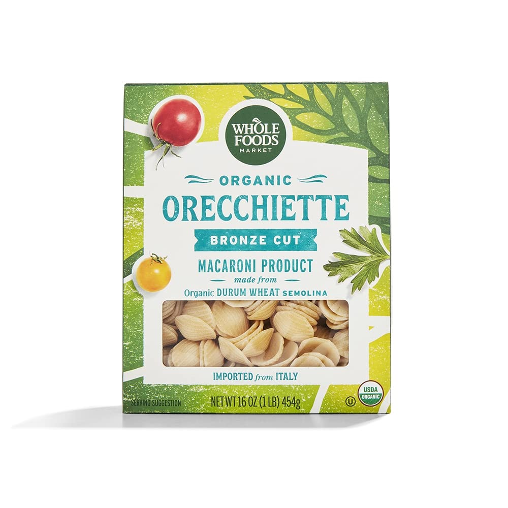 Organic Orecchiette Rigate Pasta - 16oz (1lb) | Whole Foods Market | Non-GMO, Vegan & Gluten-Free | Perfect for Italian Dishes, Pasta Salads & Family Dinners