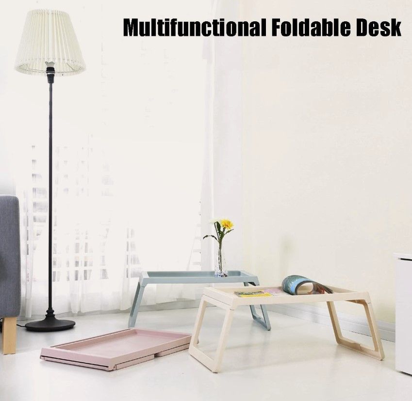 Foldable Laptop Bed Desk with Adjustable Height - Portable Home Office Workstation for Notebook, Reading & Breakfast in Bed (Blue) - Perfect for Remote Work, Study & Relaxation