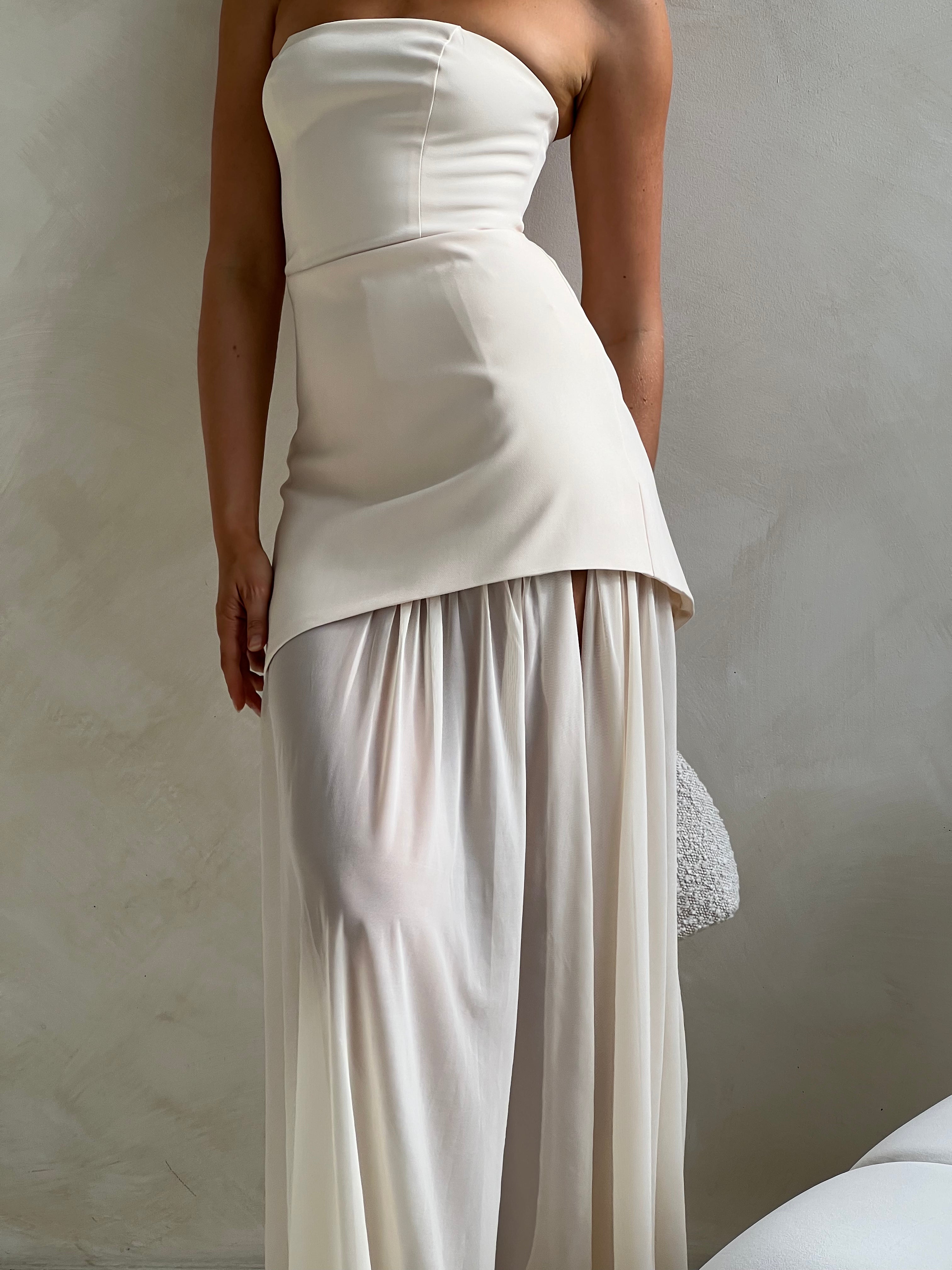 Juliana Maxi Dress for Women - Elegant Cream Long Summer Dress with Flowy Design, Perfect for Beach, Wedding & Vacation