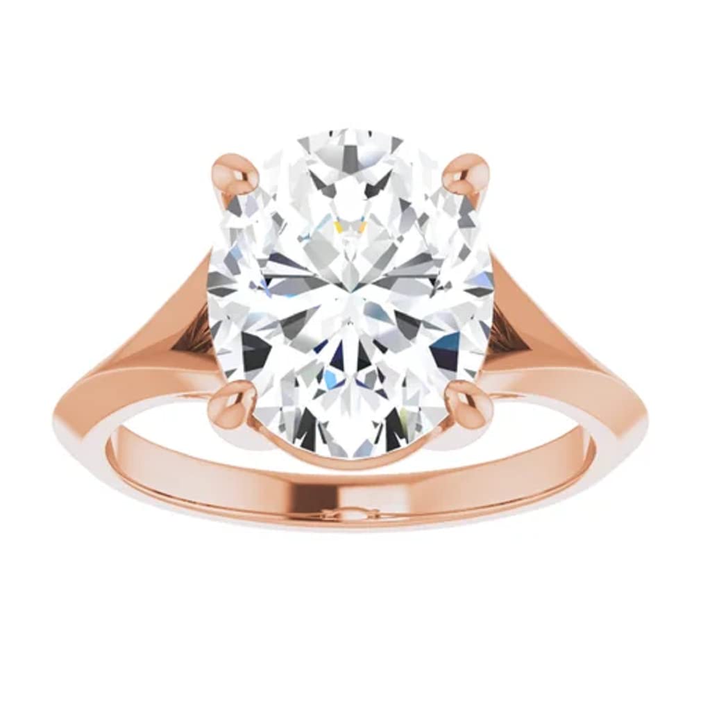 10K Solid Rose Gold Handmade Oval Cut 2.0 CT Moissanite Diamond Solitaire Engagement Ring for Women - Perfect Wedding, Bridal & Proposal Ring for Her | Elegant Jewelry Gift for Anniversaries, Valentine's Day & Special Occasions
