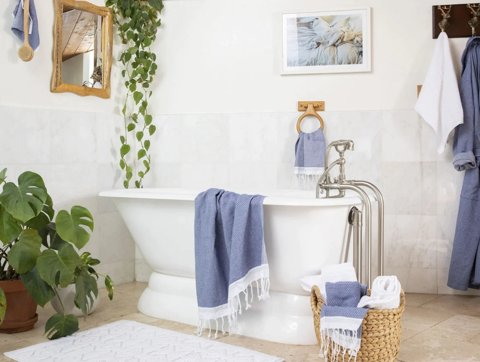 Premium Organic Cotton Mediterranean Beach Towels - Soft, Absorbent & Quick-Drying - Perfect for Pool, Beach, Vacation & Spa Use
